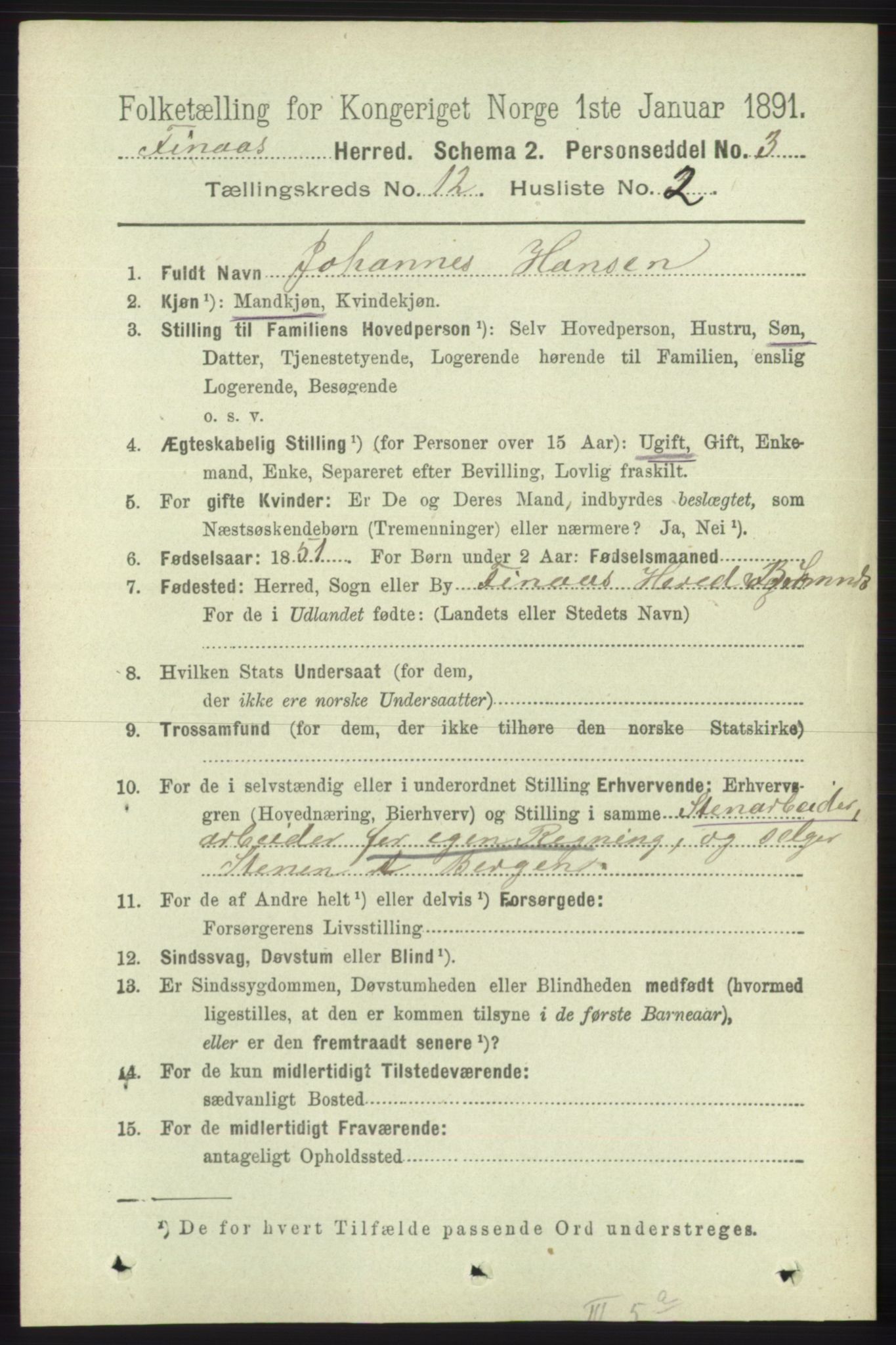 RA, 1891 census for 1218 Finnås, 1891, p. 5300