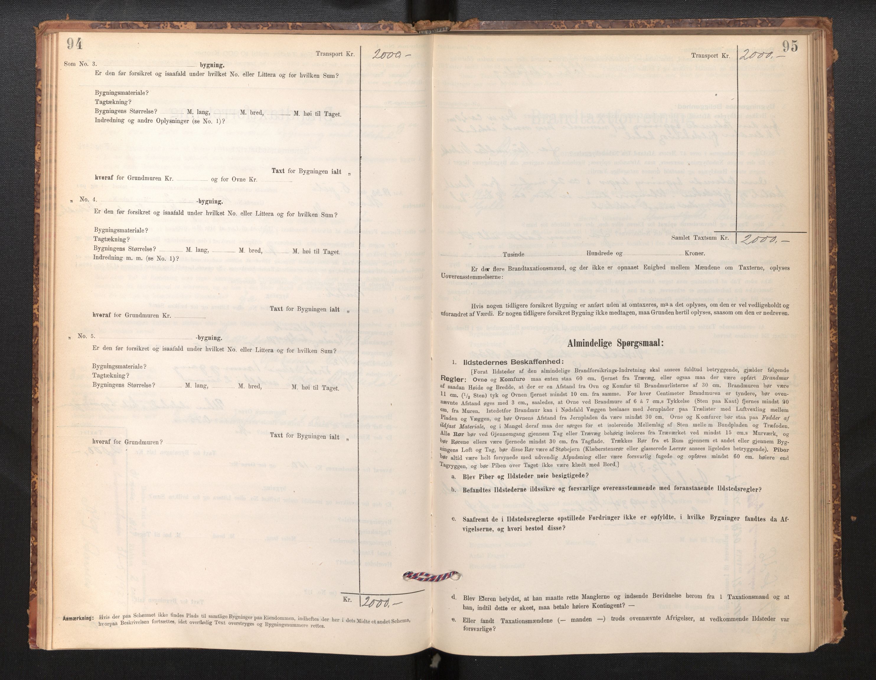 Lensmannen i Stryn og Innvik, AV/SAB-A-30201/0012/L0002: Branntakstprotokoll, skjematakst, 1894-1942, p. 94-95