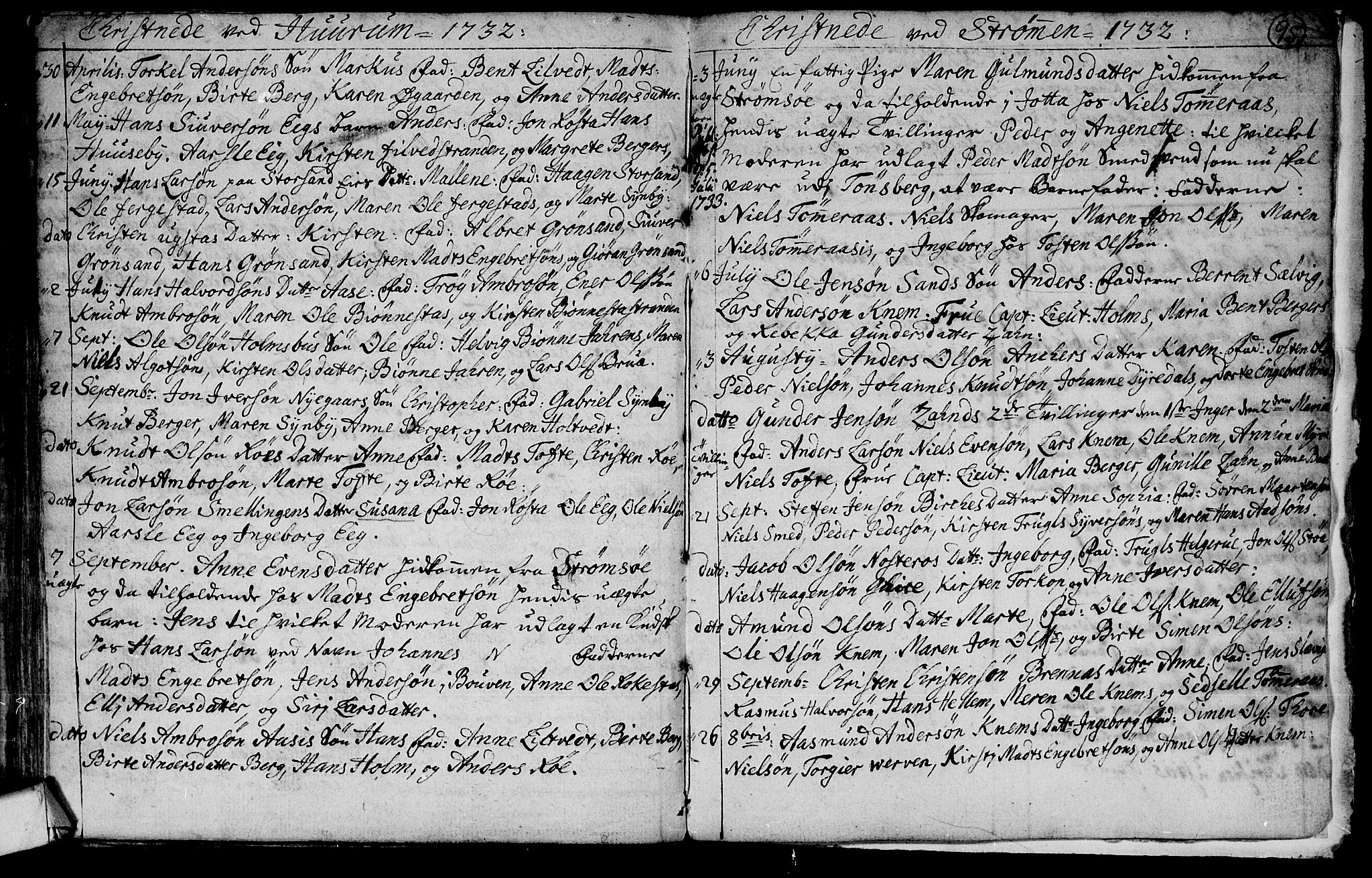 Hurum kirkebøker, AV/SAKO-A-229/F/Fa/L0001: Parish register (official) no. 1, 1715-1732, p. 95