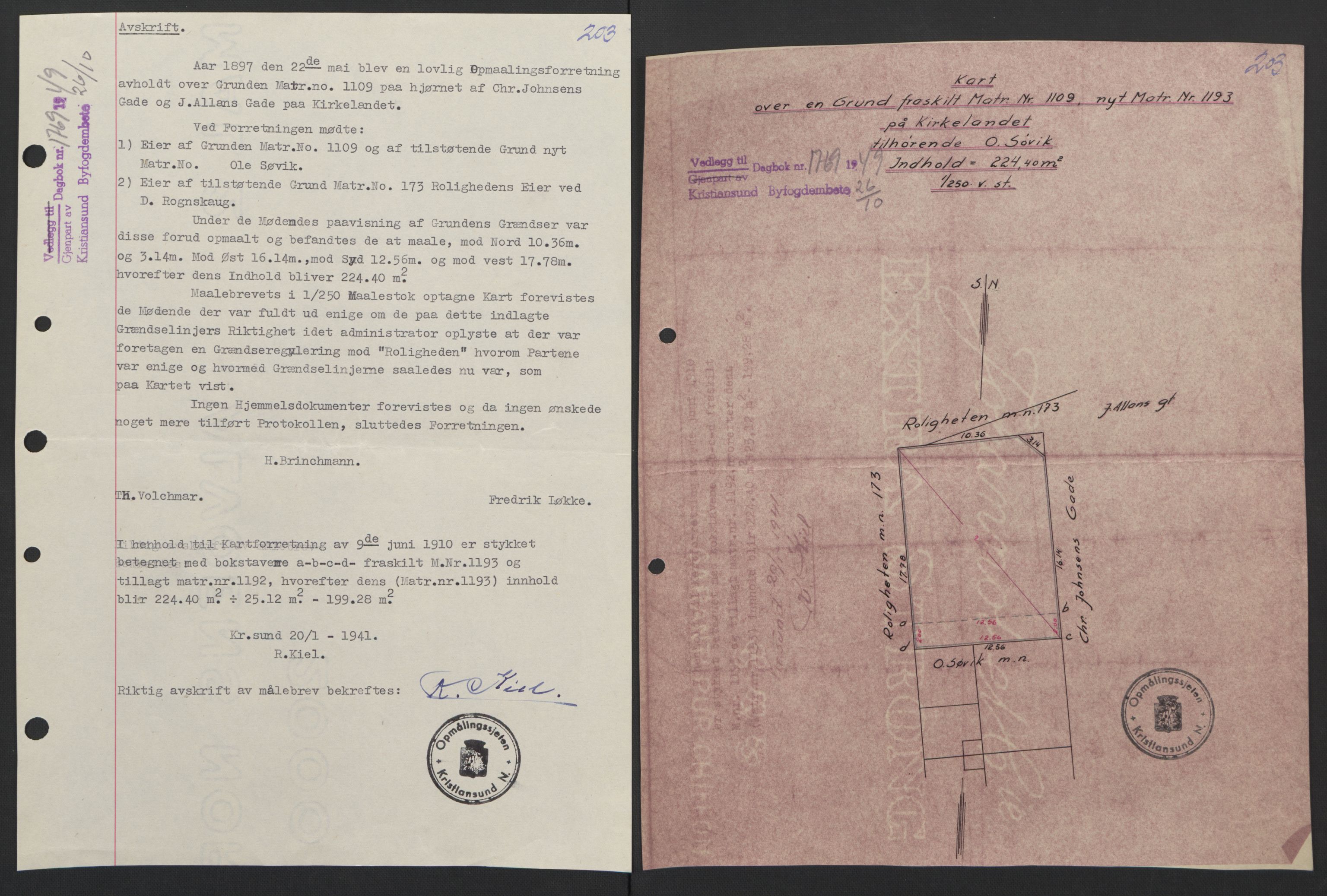 Kristiansund byfogd, AV/SAT-A-4587/A/27: Mortgage book no. 42, 1947-1950, Diary no: : 1769/1949