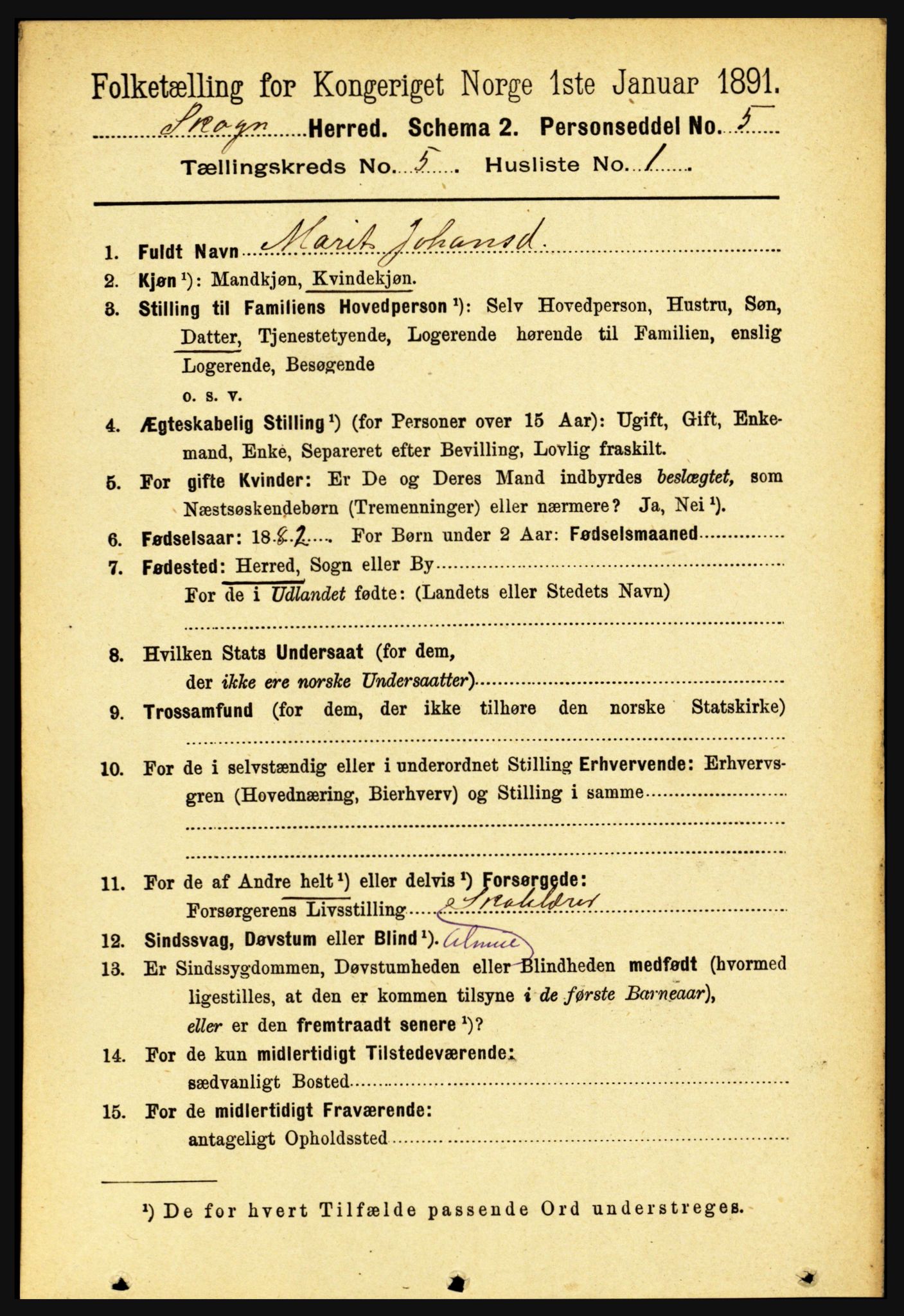 RA, 1891 census for 1719 Skogn, 1891, p. 2929