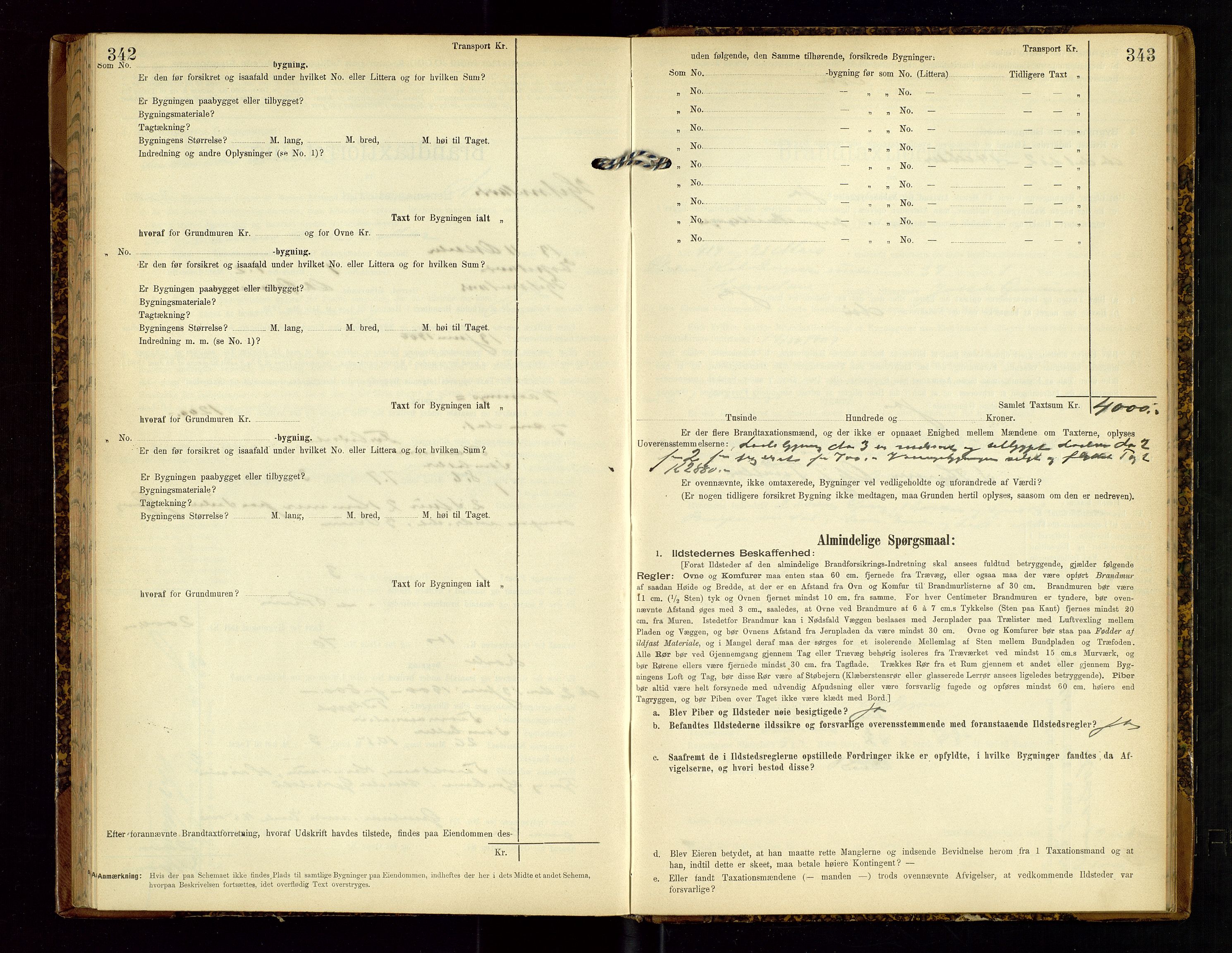 Hjelmeland lensmannskontor, SAST/A-100439/Gob/L0002: "Brandtaxationsprotokol", 1904-1920, p. 342-343
