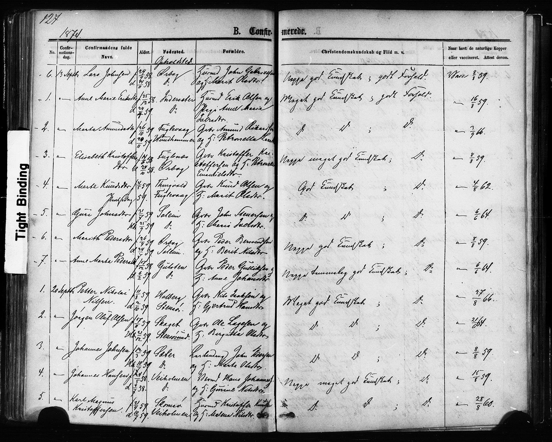 Ministerialprotokoller, klokkerbøker og fødselsregistre - Møre og Romsdal, AV/SAT-A-1454/581/L0938: Parish register (official) no. 581A06, 1873-1879, p. 127