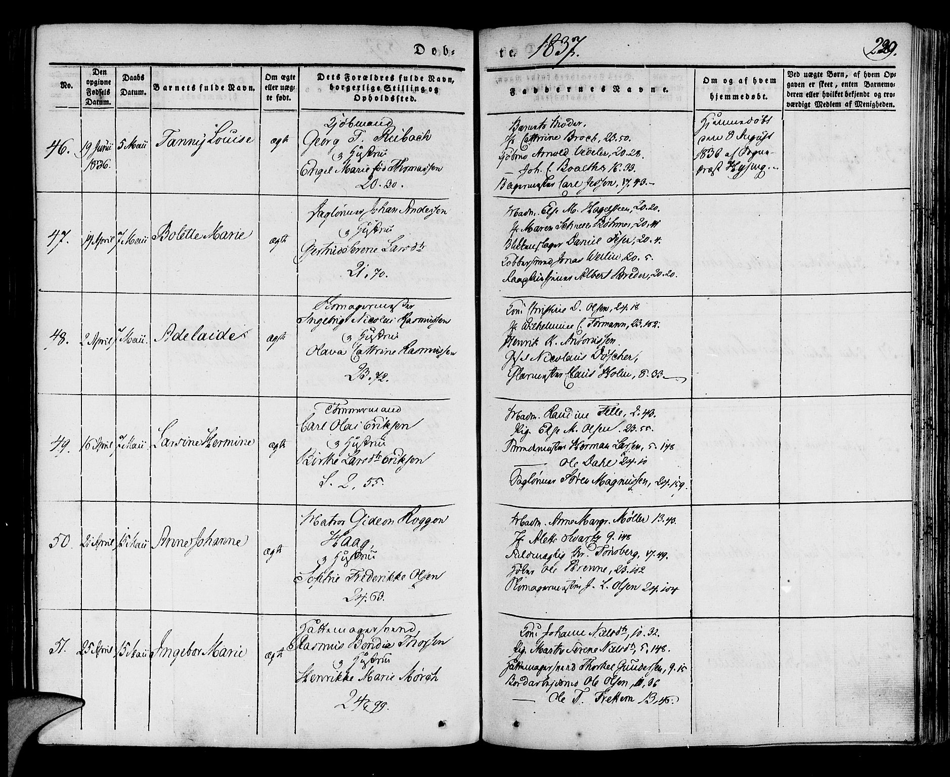 Korskirken sokneprestembete, AV/SAB-A-76101/H/Haa/L0015: Parish register (official) no. B 1, 1833-1841, p. 229