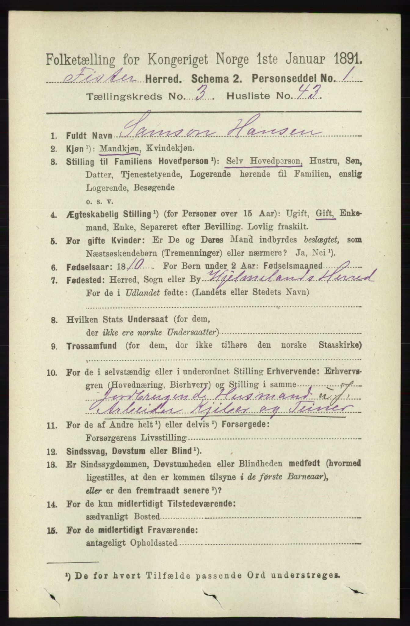 RA, 1891 census for 1132 Fister, 1891, p. 773