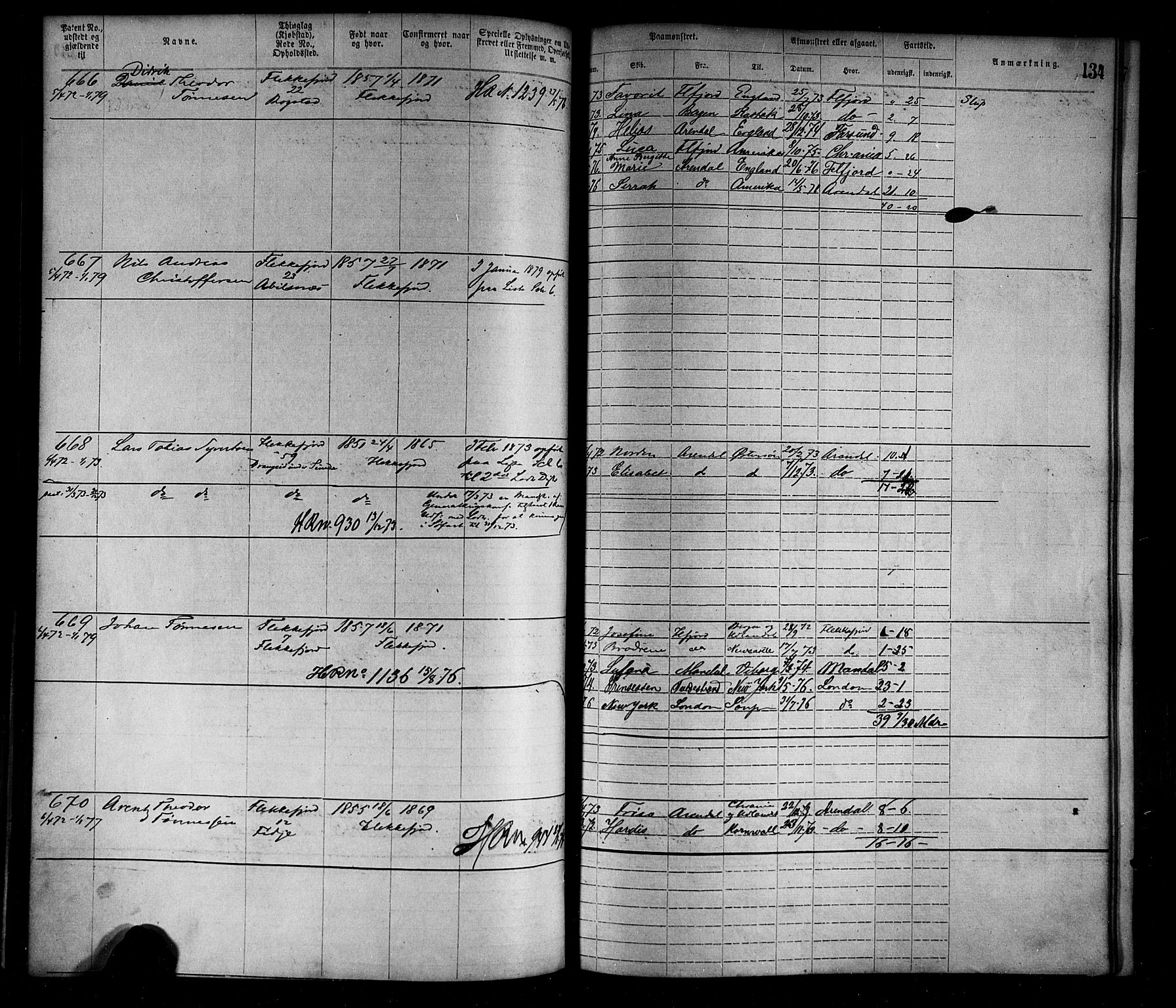 Flekkefjord mønstringskrets, AV/SAK-2031-0018/F/Fa/L0002: Annotasjonsrulle nr 1-1920 med register, N-2, 1870-1891, p. 158