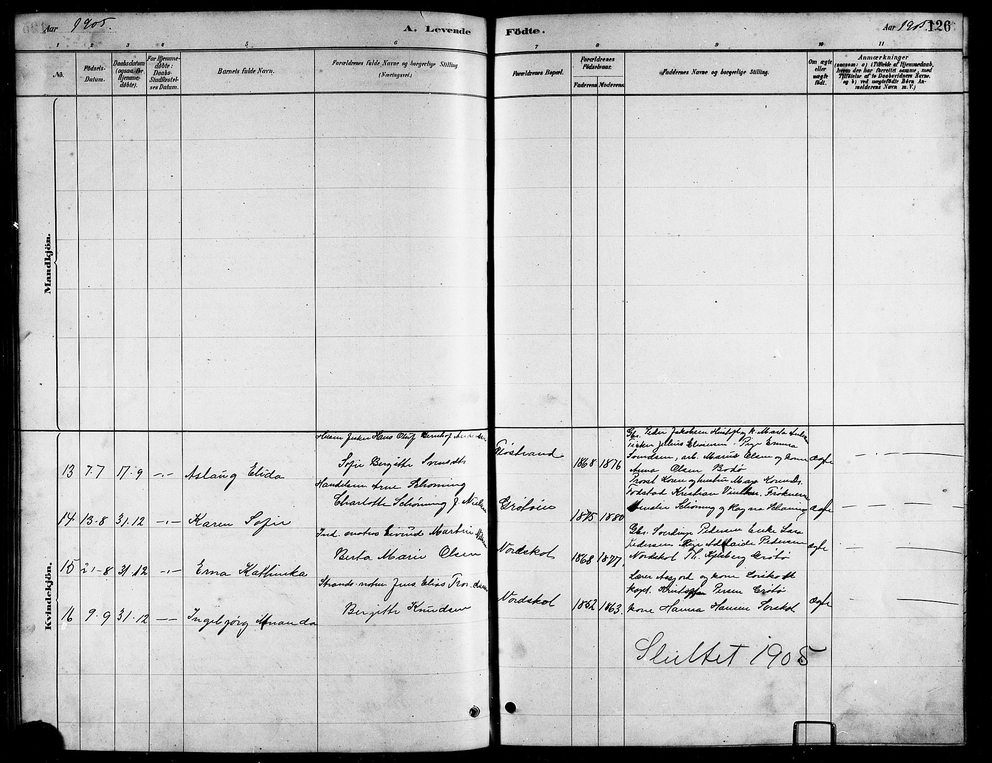 Ministerialprotokoller, klokkerbøker og fødselsregistre - Nordland, AV/SAT-A-1459/857/L0828: Parish register (copy) no. 857C03, 1879-1908, p. 126