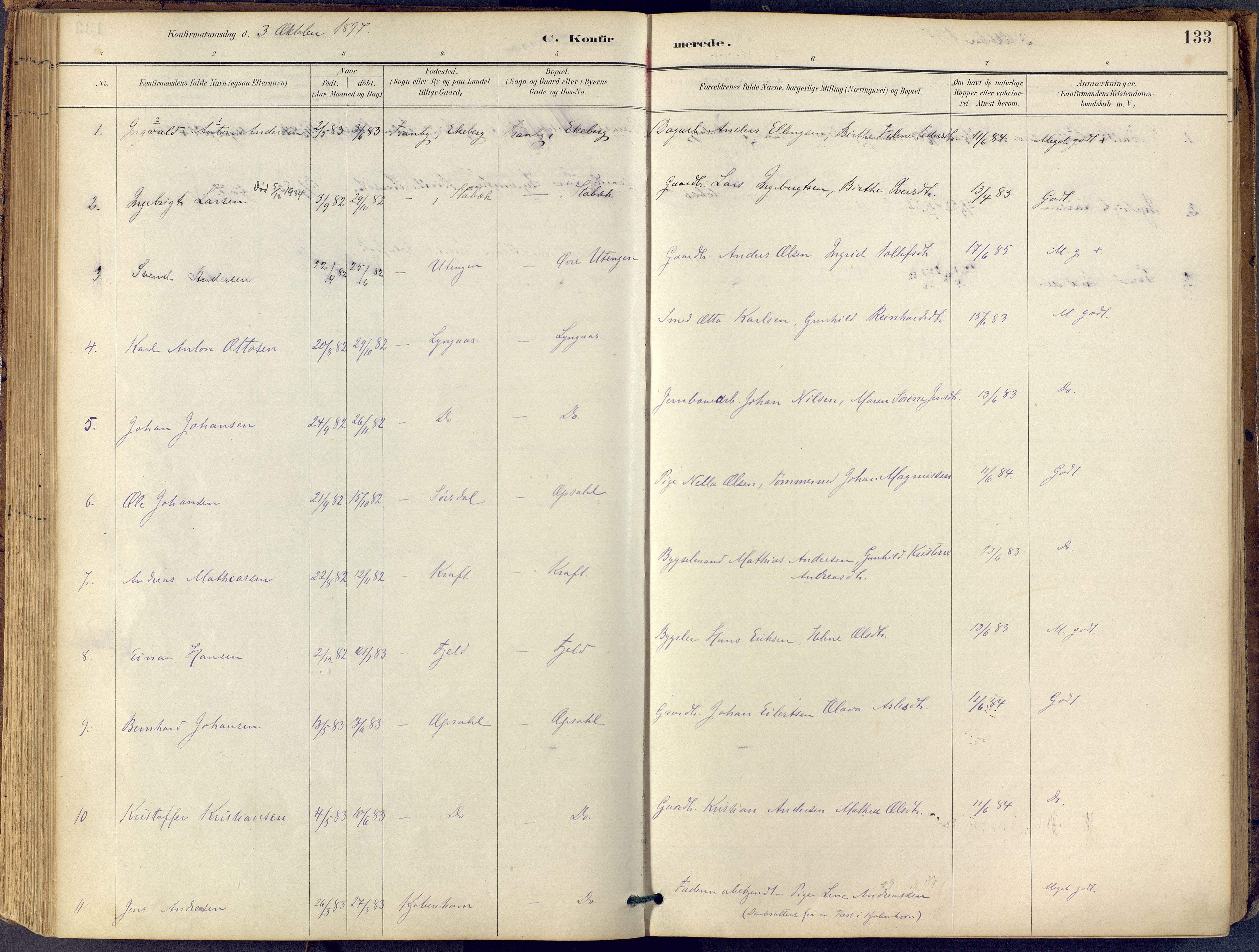 Lier kirkebøker, AV/SAKO-A-230/F/Fb/L0001: Parish register (official) no. II 1, 1883-1910, p. 133