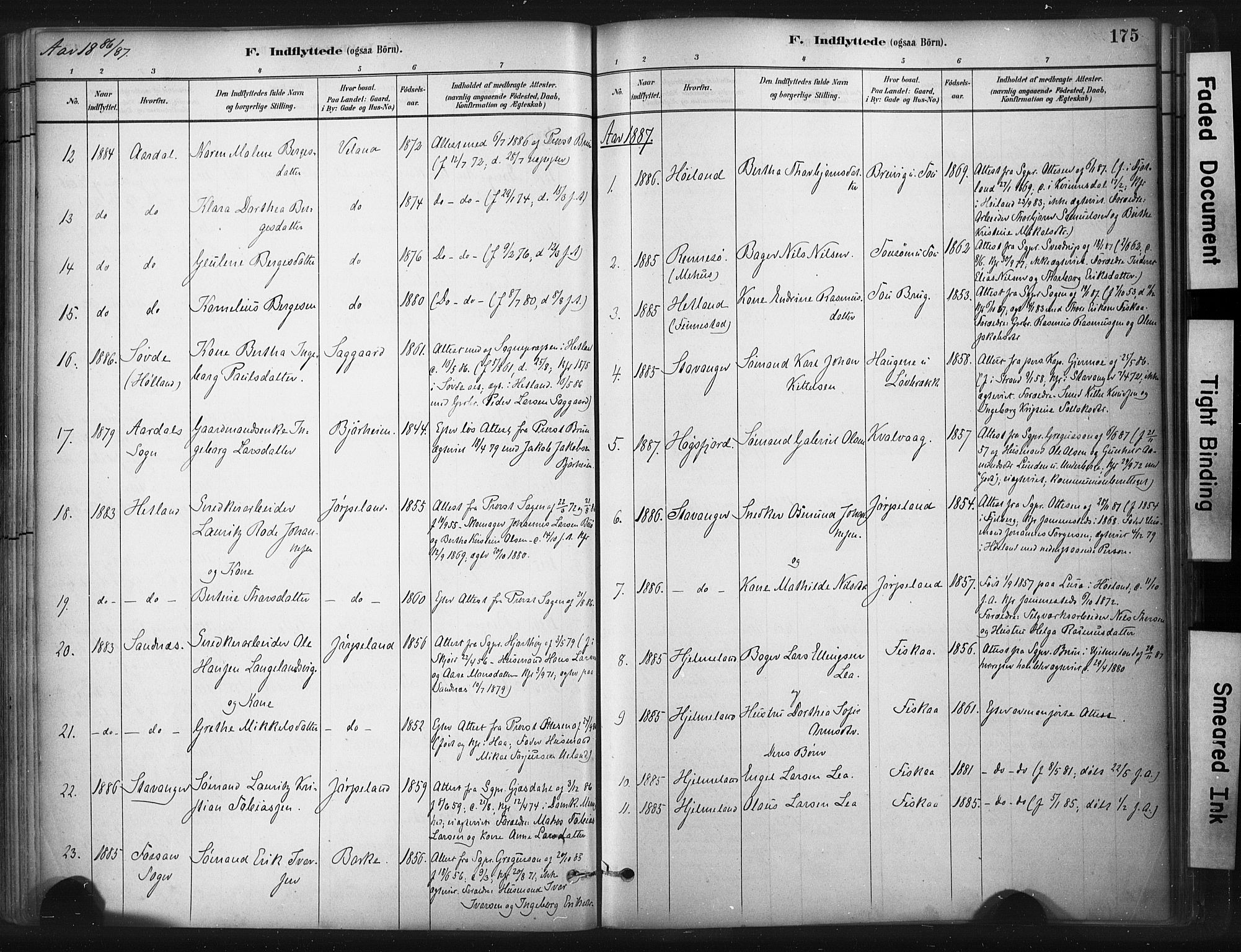 Strand sokneprestkontor, AV/SAST-A-101828/H/Ha/Haa/L0010: Parish register (official) no. A 10, 1882-1929, p. 175