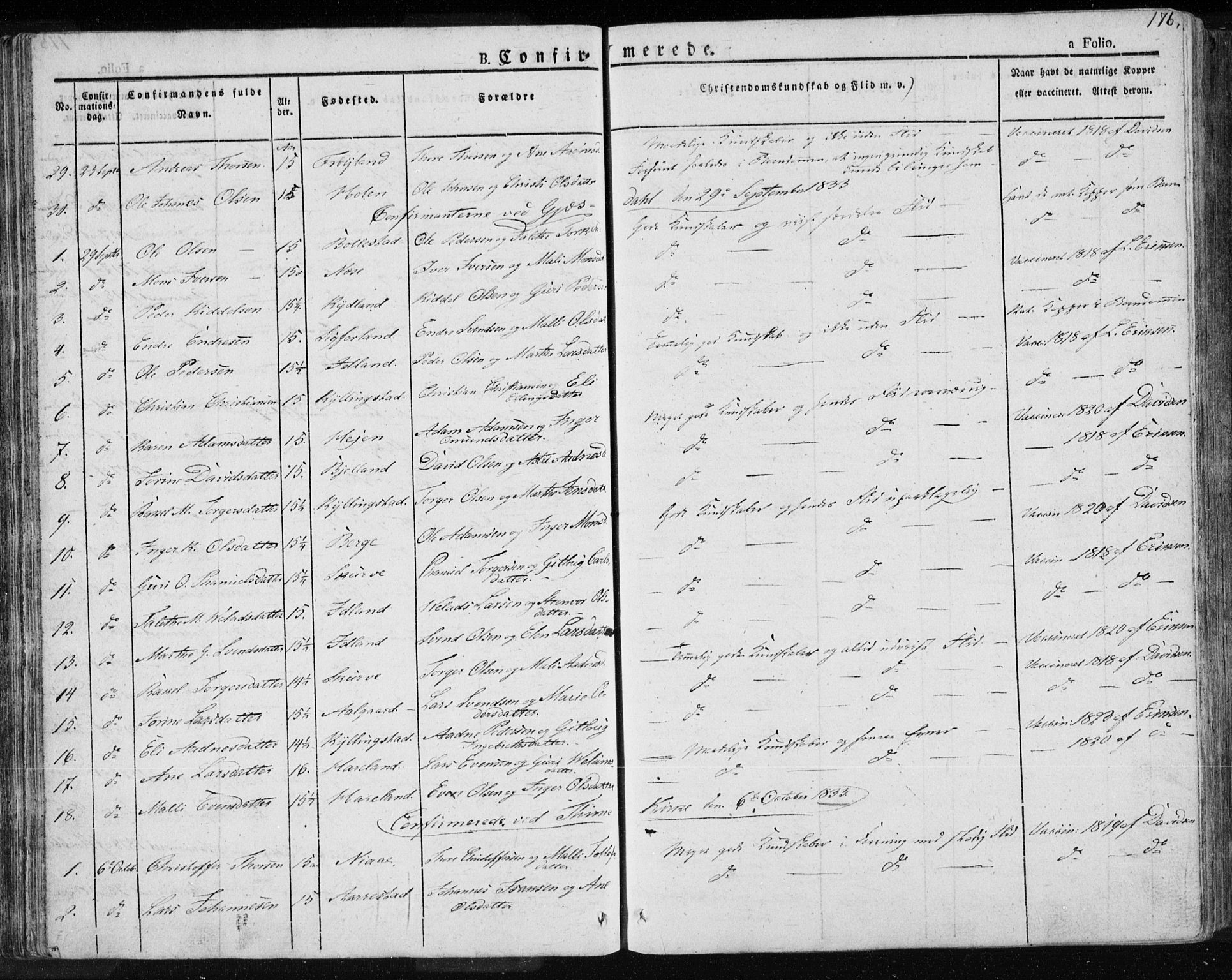 Lye sokneprestkontor, AV/SAST-A-101794/001/30BA/L0004: Parish register (official) no. A 4, 1826-1841, p. 176