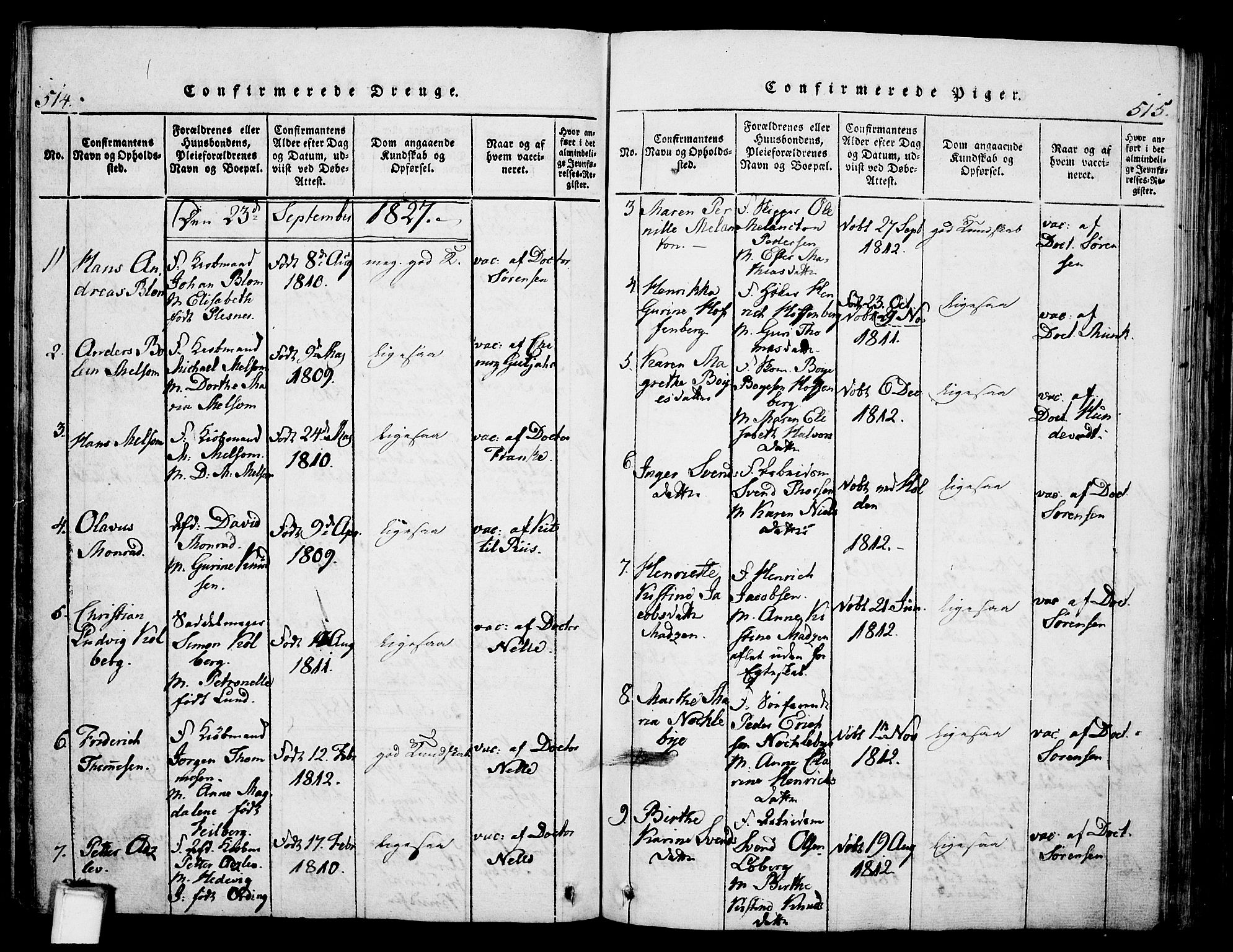 Skien kirkebøker, SAKO/A-302/G/Ga/L0002: Parish register (copy) no. 2, 1814-1842, p. 514-515