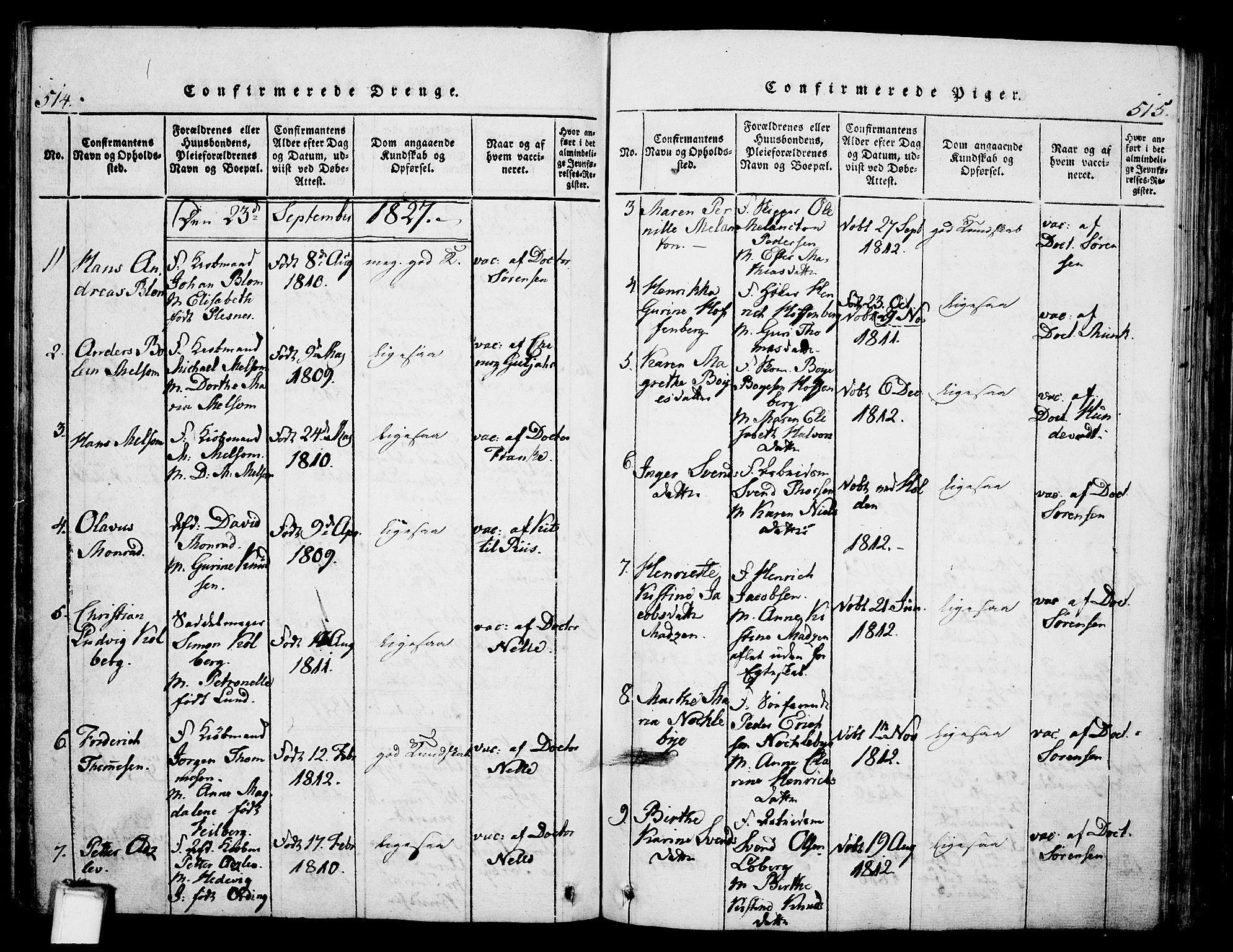 Skien kirkebøker, AV/SAKO-A-302/G/Ga/L0002: Parish register (copy) no. 2, 1814-1842, p. 514-515