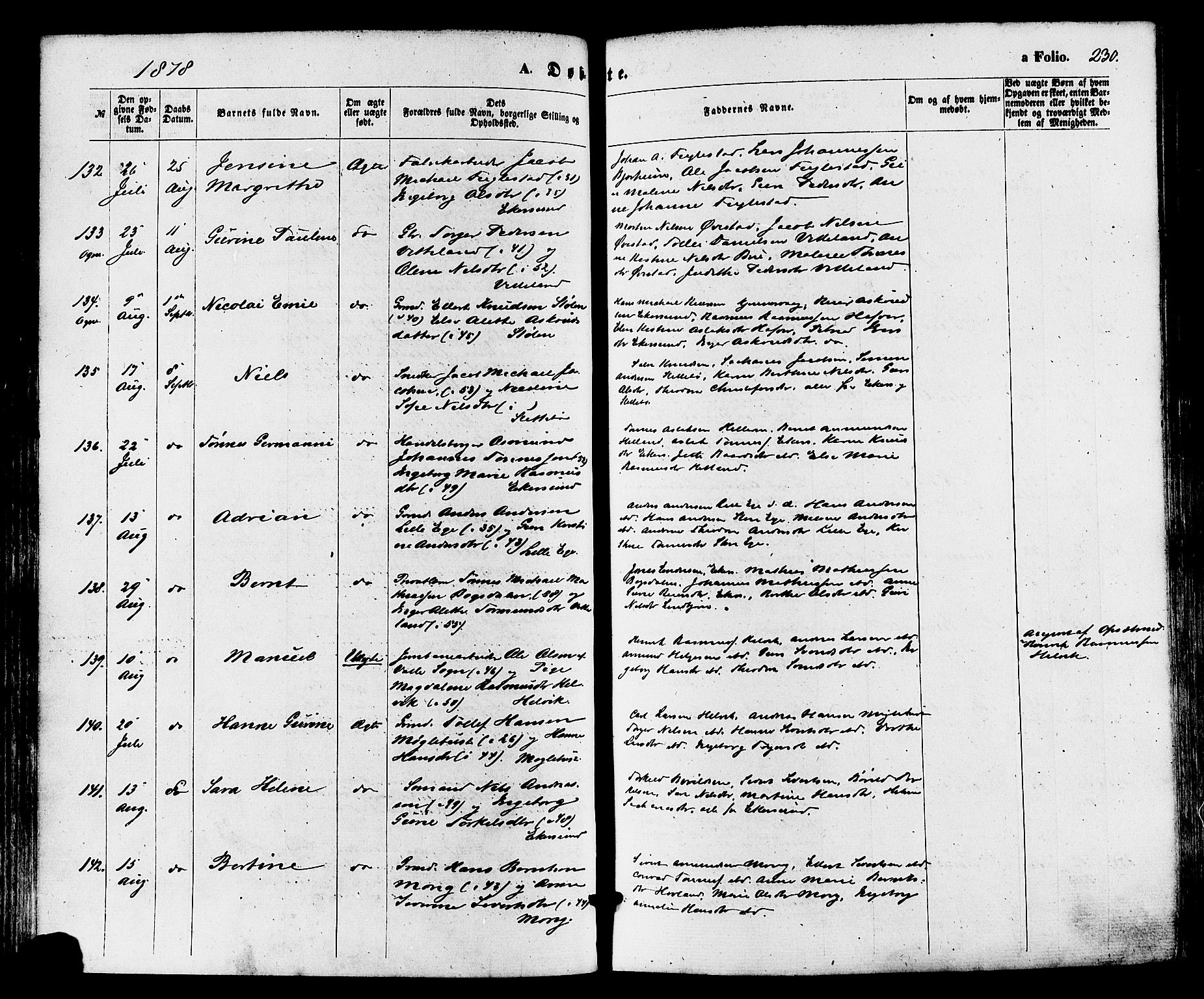 Eigersund sokneprestkontor, AV/SAST-A-101807/S08/L0014: Parish register (official) no. A 13, 1866-1878, p. 230