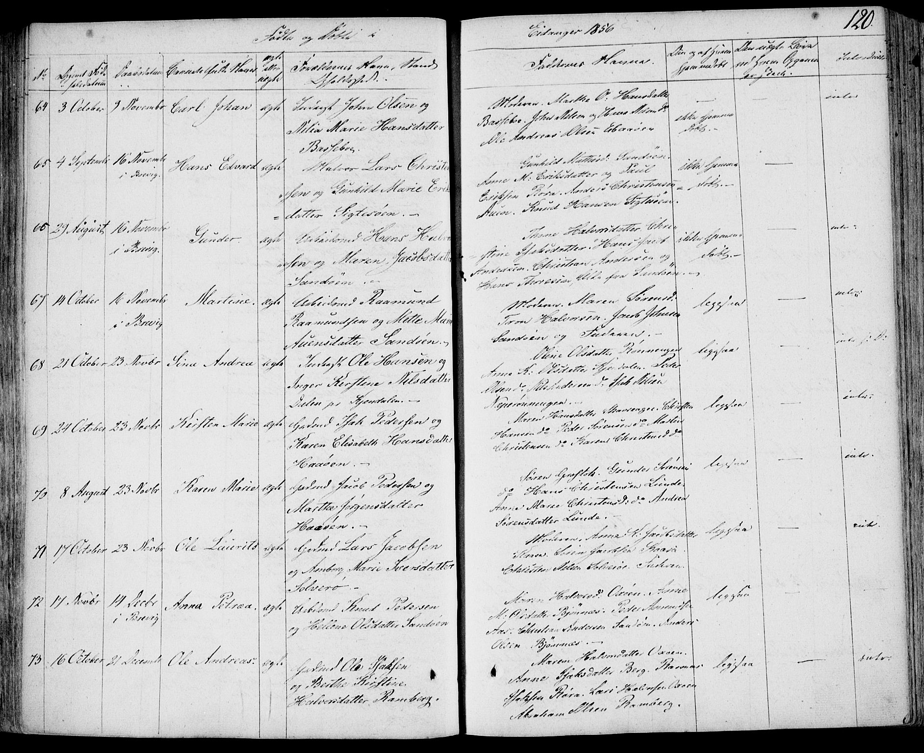 Eidanger kirkebøker, SAKO/A-261/F/Fa/L0008: Parish register (official) no. 8, 1831-1858, p. 120