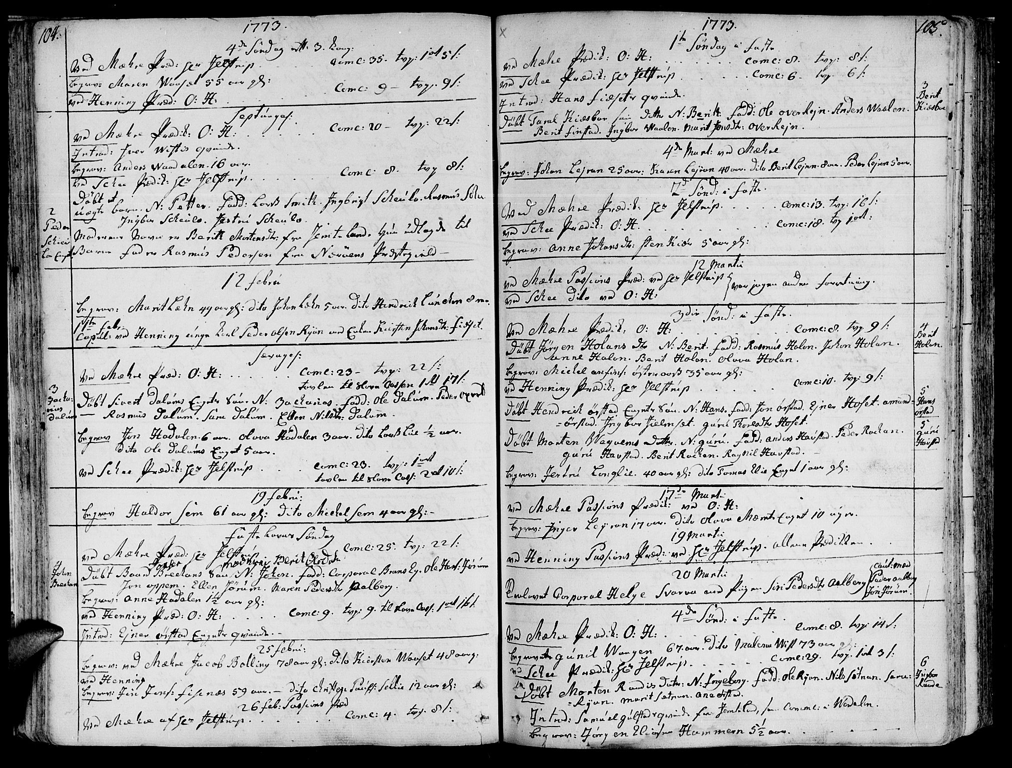 Ministerialprotokoller, klokkerbøker og fødselsregistre - Nord-Trøndelag, SAT/A-1458/735/L0331: Parish register (official) no. 735A02, 1762-1794, p. 104-105