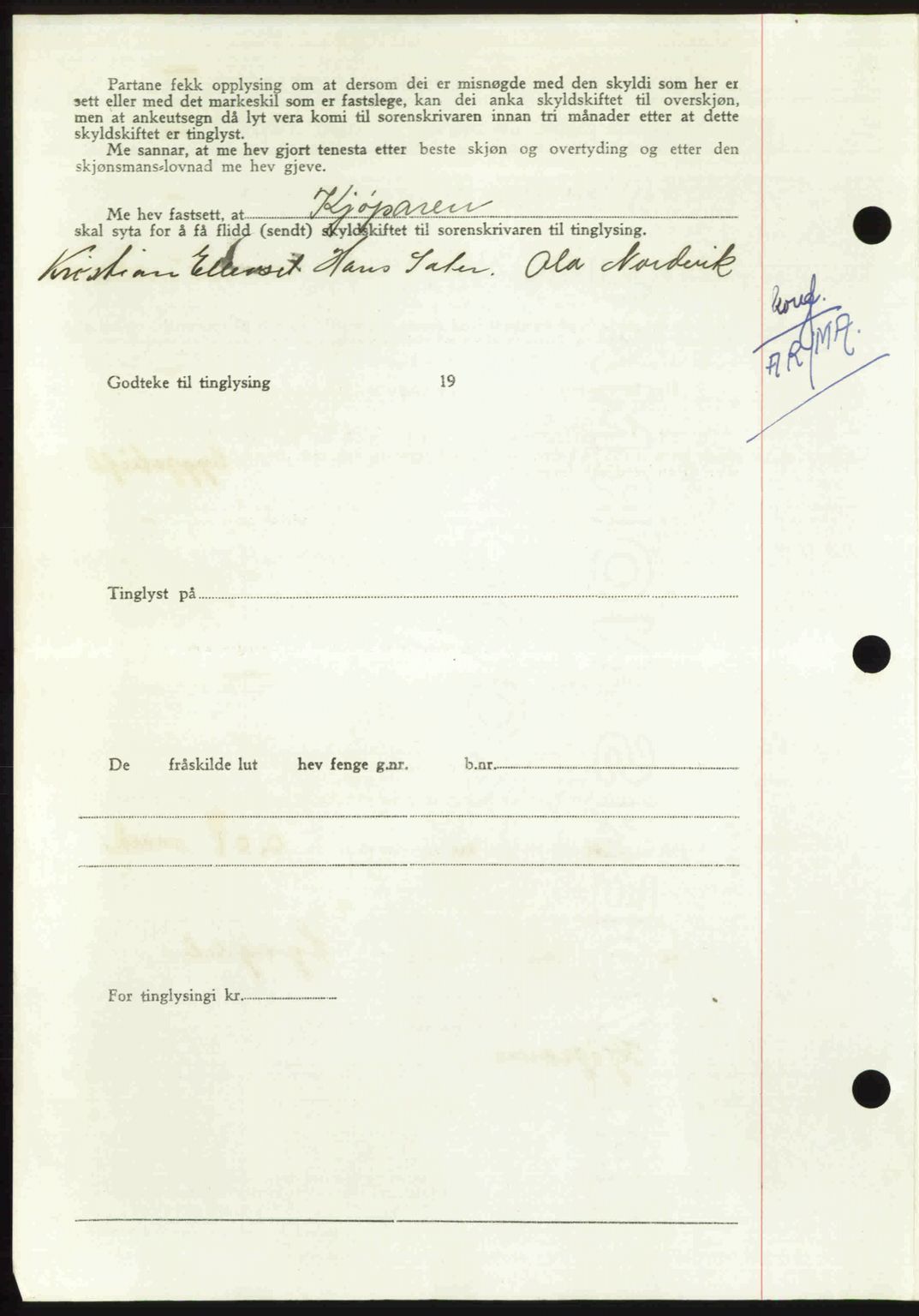 Nordmøre sorenskriveri, AV/SAT-A-4132/1/2/2Ca: Mortgage book no. A112, 1949-1949, Diary no: : 2852/1949