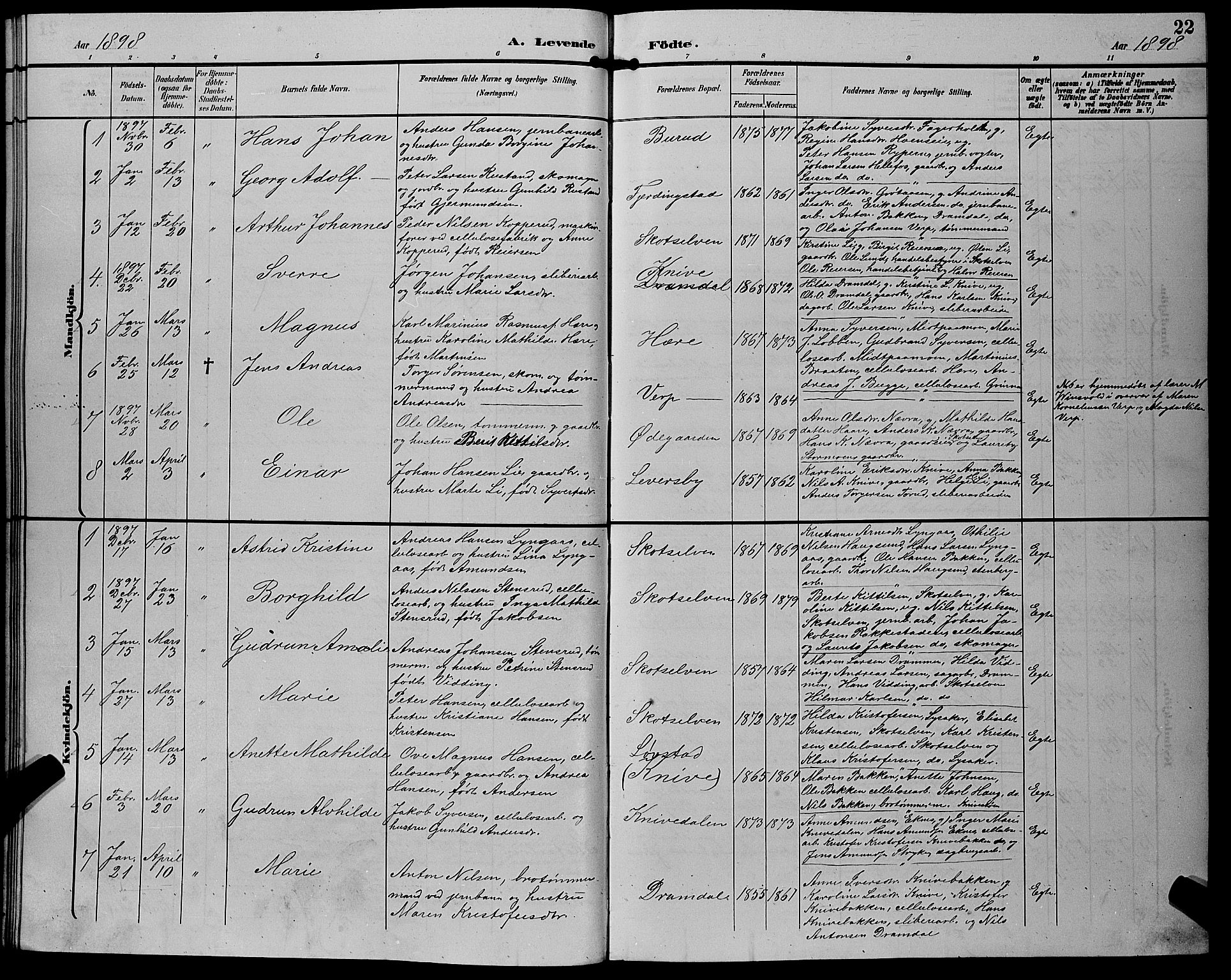 Eiker kirkebøker, AV/SAKO-A-4/G/Gb/L0004: Parish register (copy) no. II 4, 1894-1900, p. 22