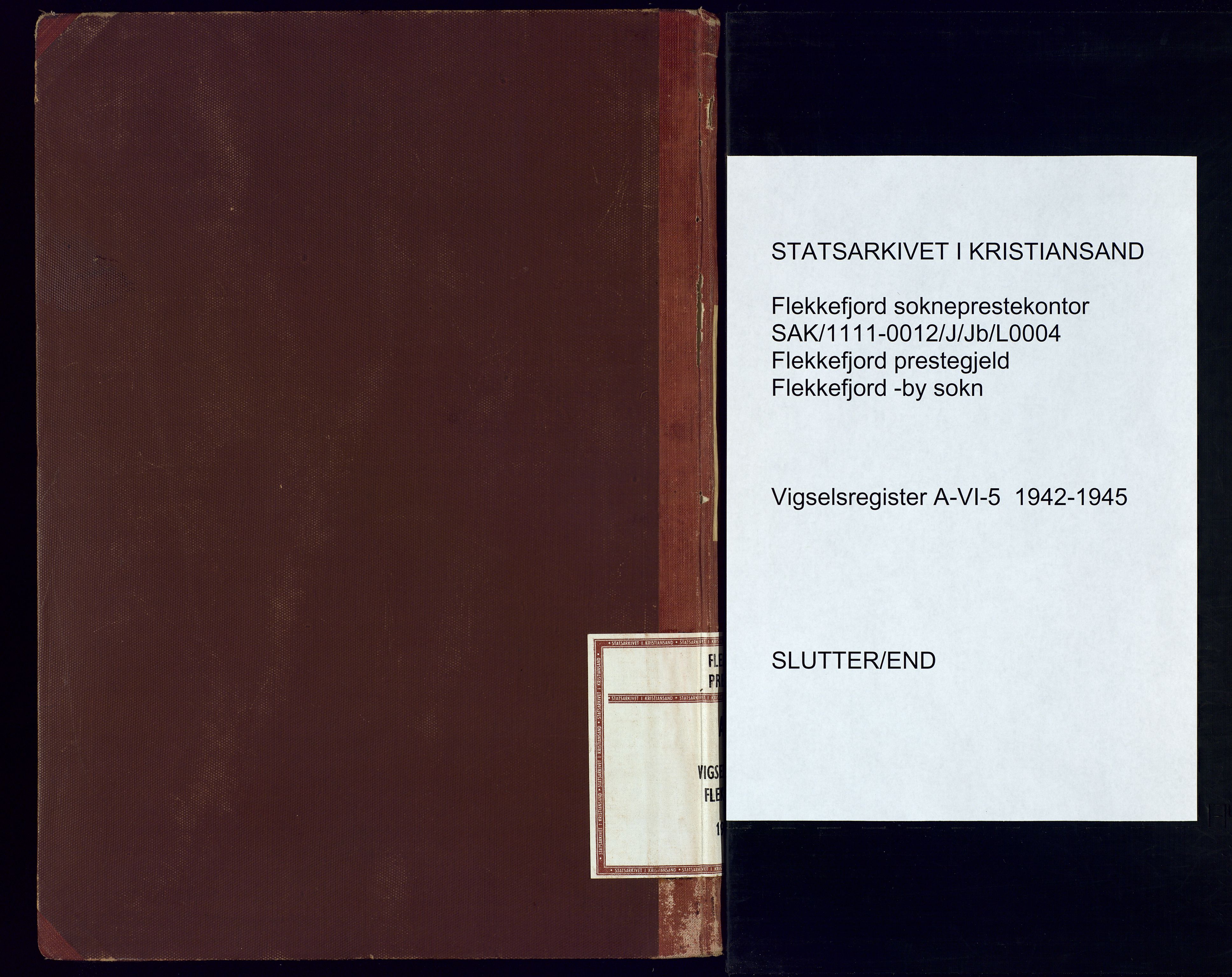 Flekkefjord sokneprestkontor, AV/SAK-1111-0012/J/Jb/L0004: Marriage register no. A-VI-5, 1942-1945