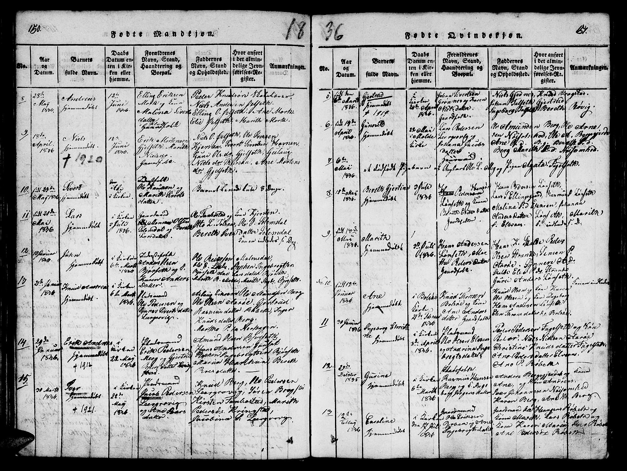 Ministerialprotokoller, klokkerbøker og fødselsregistre - Møre og Romsdal, AV/SAT-A-1454/555/L0652: Parish register (official) no. 555A03, 1817-1843, p. 150-151