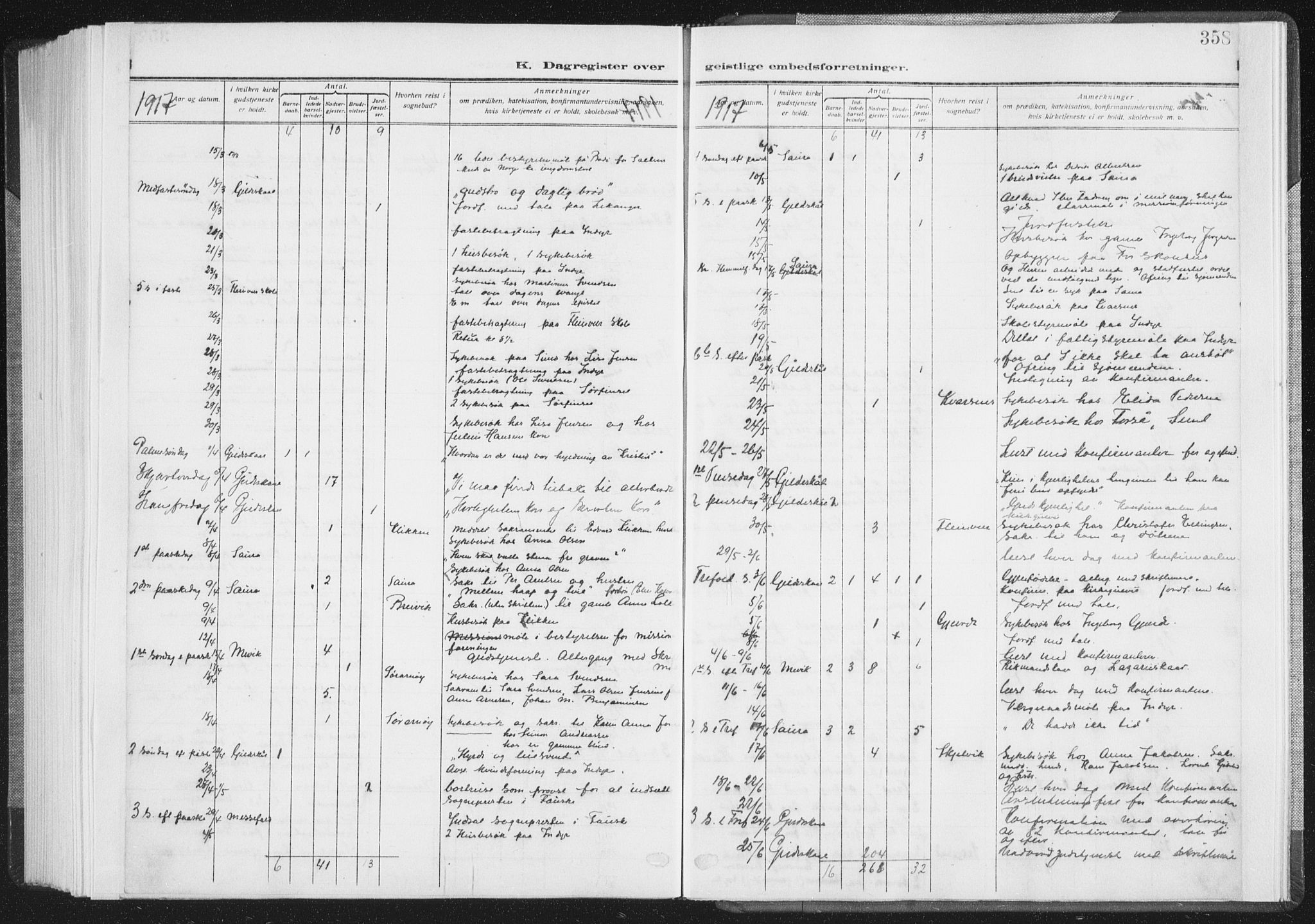 Ministerialprotokoller, klokkerbøker og fødselsregistre - Nordland, SAT/A-1459/805/L0104: Parish register (official) no. 805A09, 1909-1926, p. 358