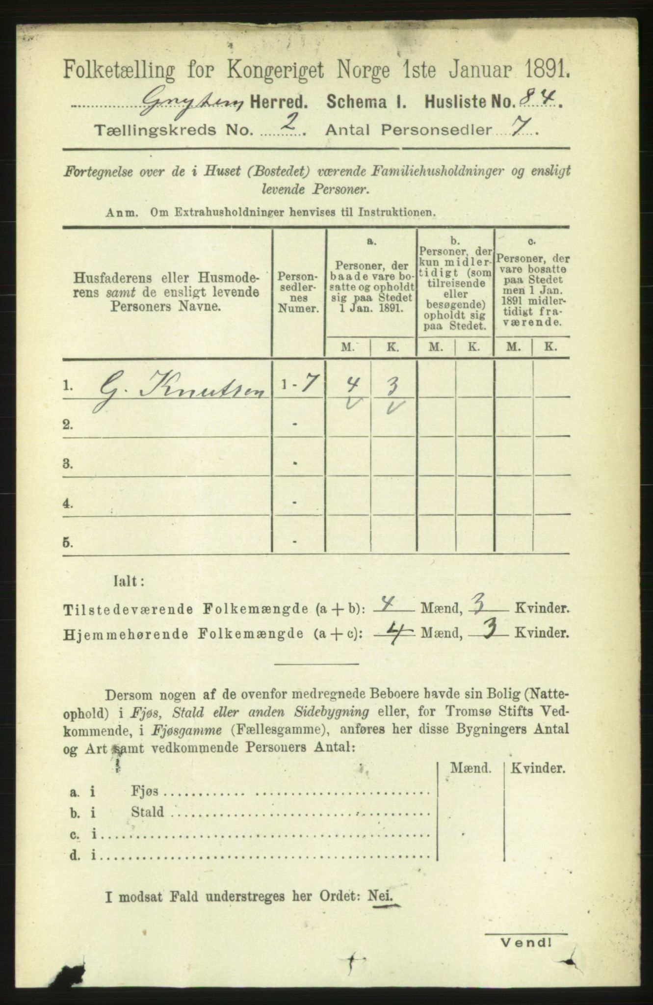 RA, 1891 census for 1539 Grytten, 1891, p. 432