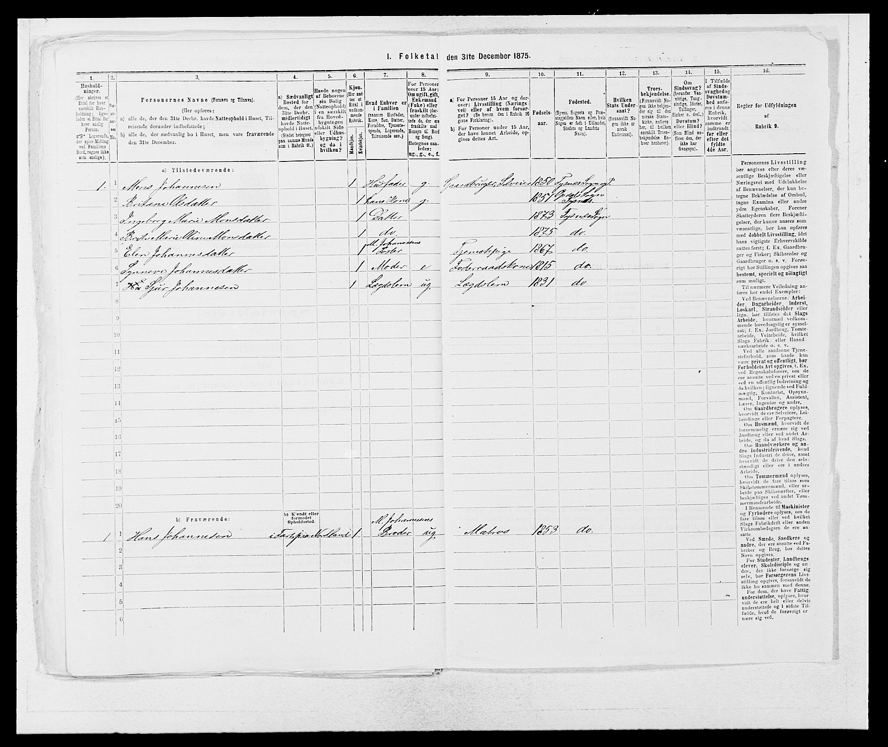 SAB, 1875 census for 1223P Tysnes, 1875, p. 771