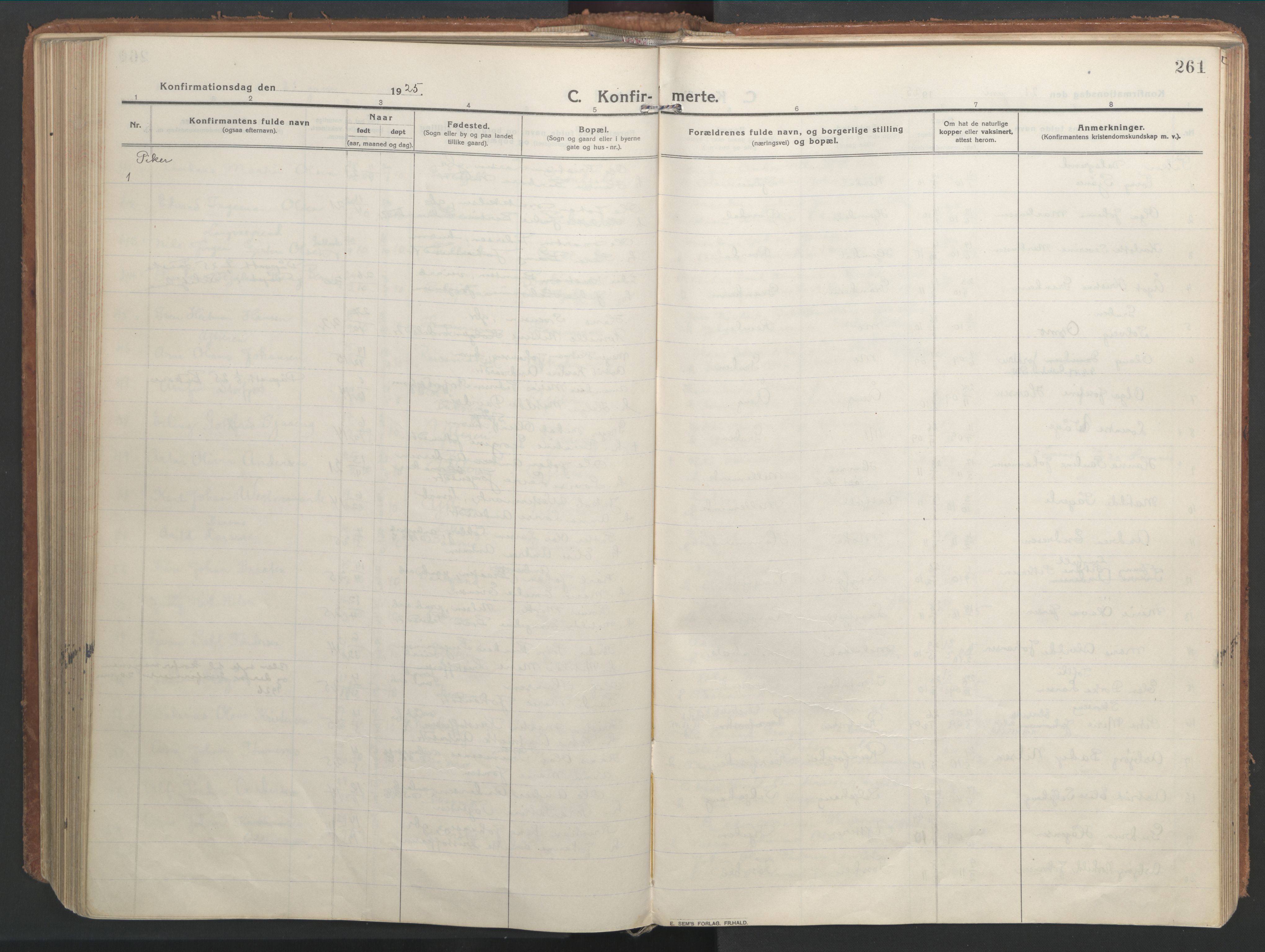 Ministerialprotokoller, klokkerbøker og fødselsregistre - Nordland, SAT/A-1459/827/L0404: Parish register (official) no. 827A16, 1912-1925, p. 261