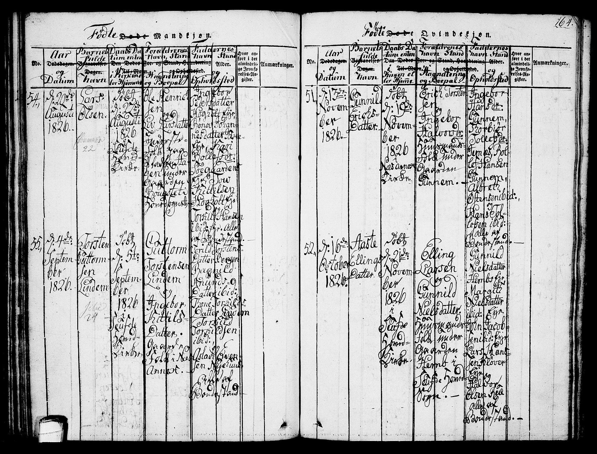 Sauherad kirkebøker, SAKO/A-298/G/Ga/L0001: Parish register (copy) no. I 1, 1815-1827, p. 164