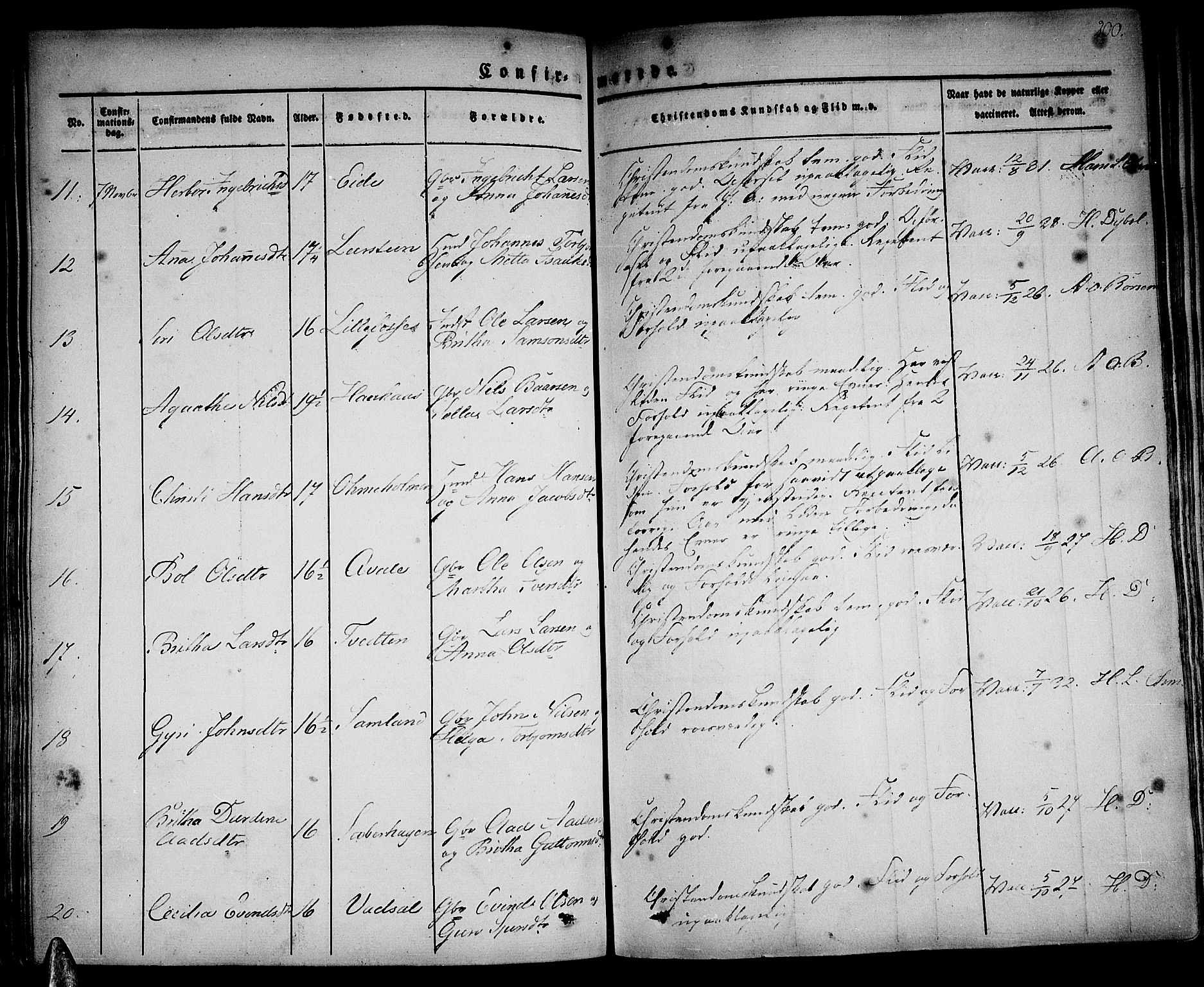 Strandebarm sokneprestembete, AV/SAB-A-78401/H/Haa: Parish register (official) no. A 6, 1826-1843, p. 200