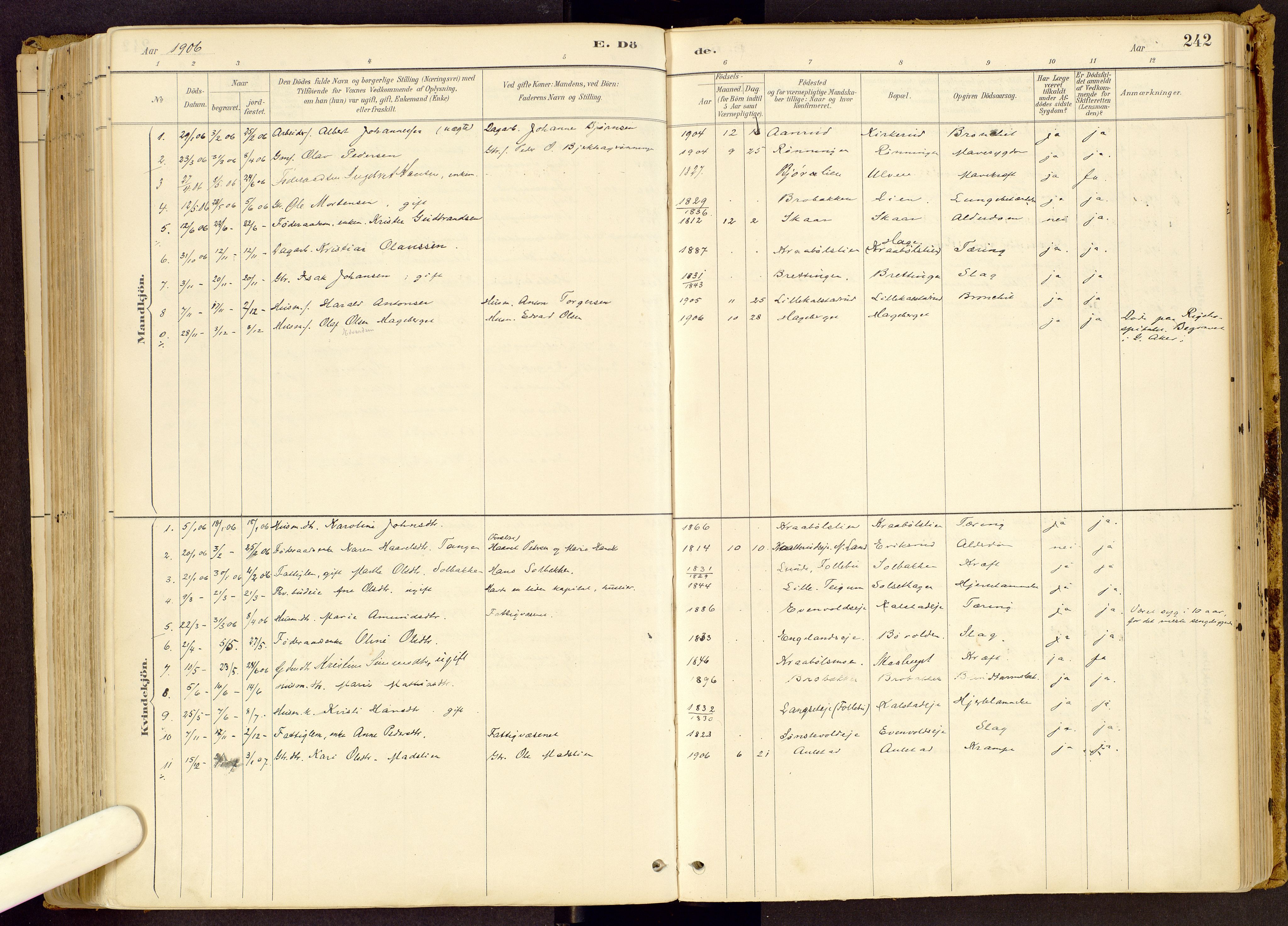 Vestre Gausdal prestekontor, SAH/PREST-094/H/Ha/Haa/L0001: Parish register (official) no. 1, 1887-1914, p. 242