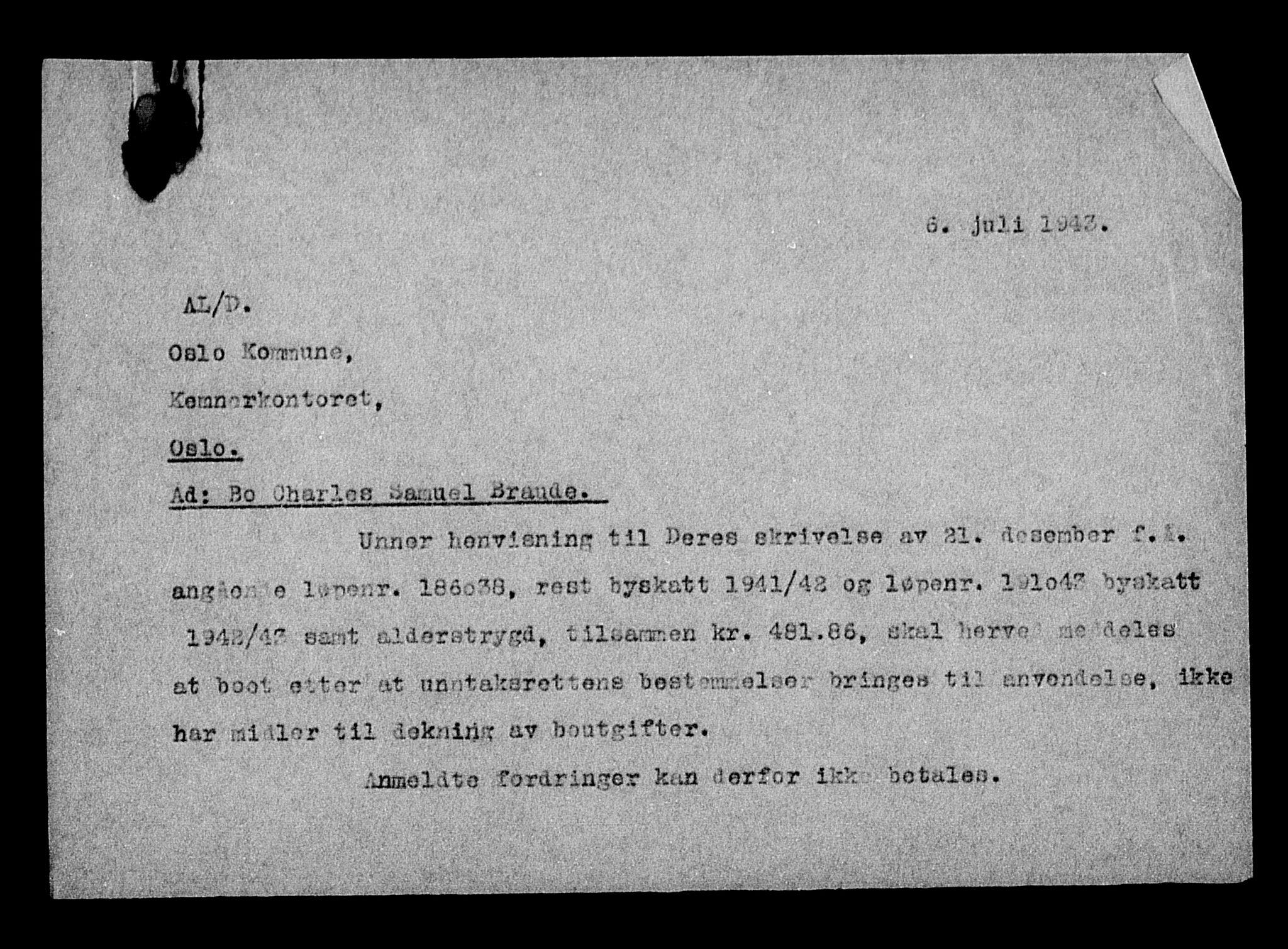 Justisdepartementet, Tilbakeføringskontoret for inndratte formuer, AV/RA-S-1564/H/Hc/Hcc/L0927: --, 1945-1947, p. 591