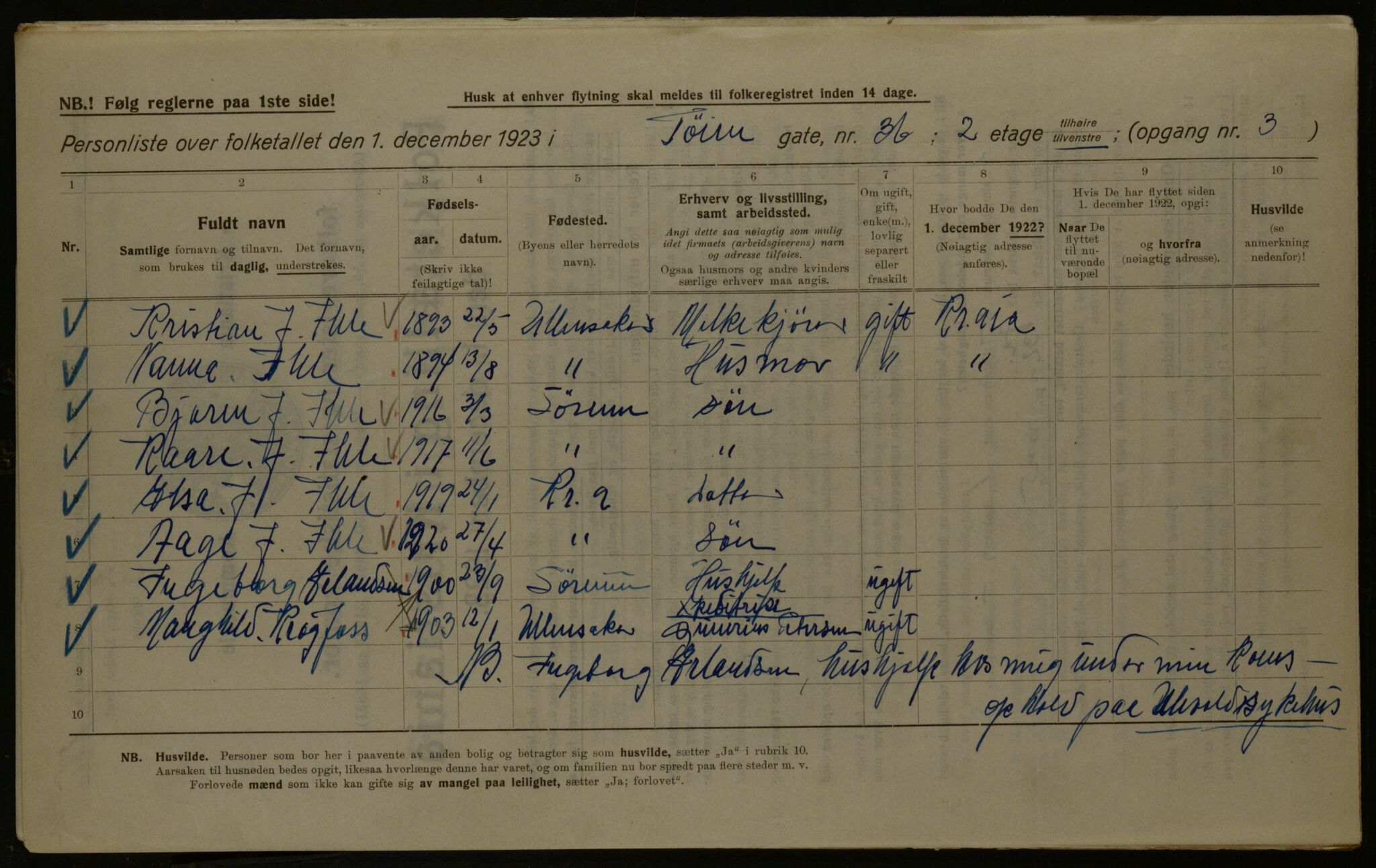 OBA, Municipal Census 1923 for Kristiania, 1923, p. 130286