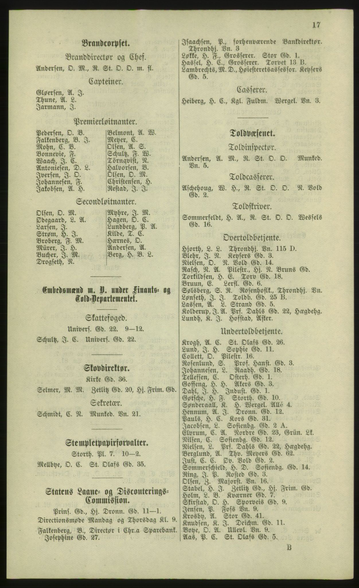 Kristiania/Oslo adressebok, PUBL/-, 1881, p. 17