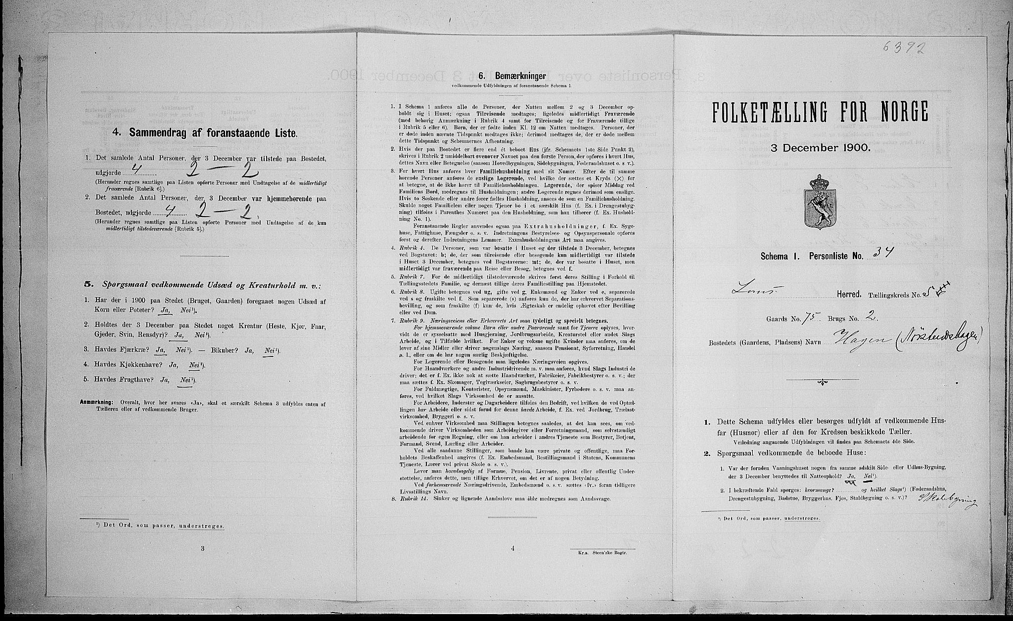 SAH, 1900 census for Lom, 1900, p. 540