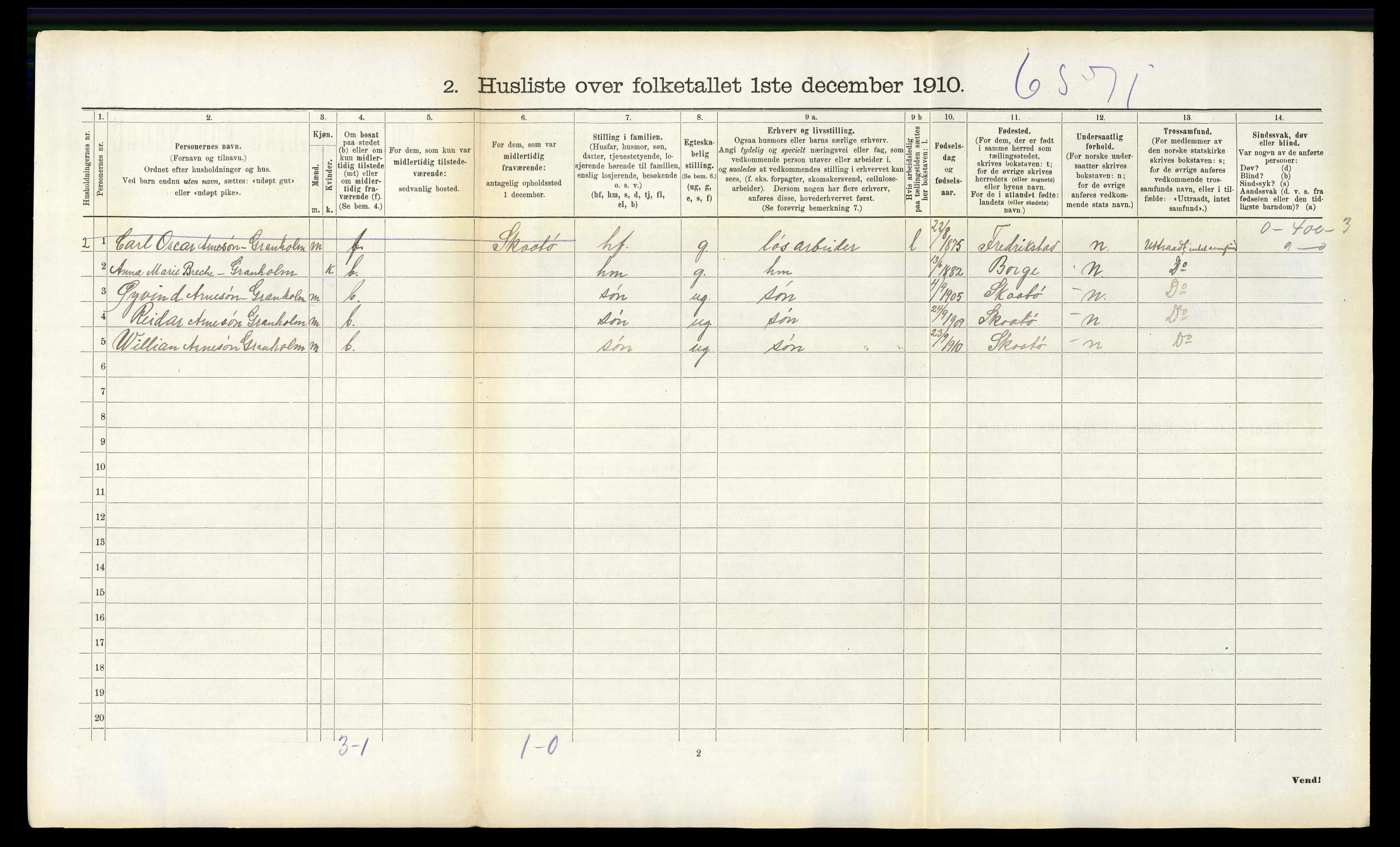 RA, 1910 census for Skåtøy, 1910, p. 926