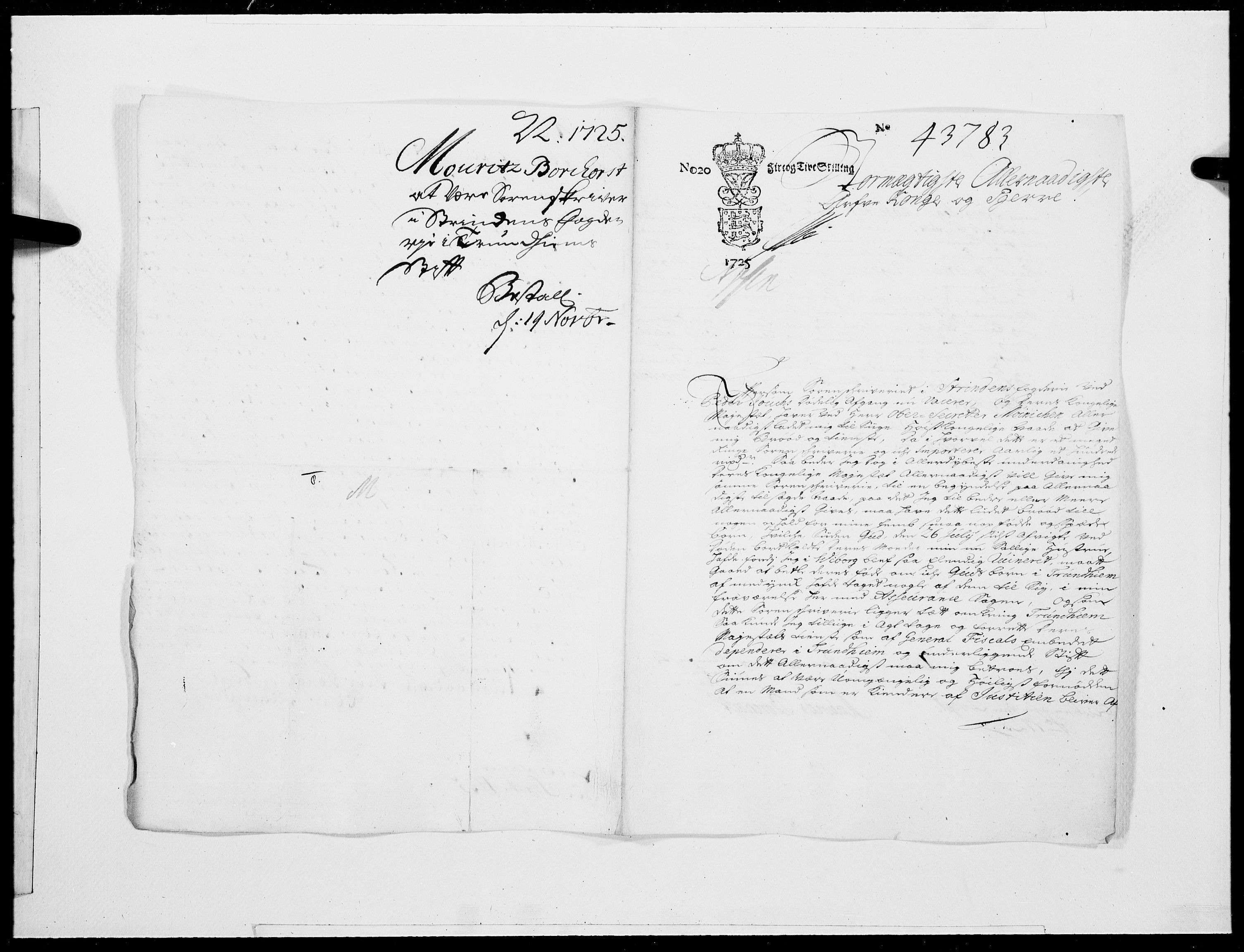 Danske Kanselli 1572-1799, AV/RA-EA-3023/F/Fc/Fcc/Fcca/L0097: Norske innlegg 1572-1799, 1725, p. 295