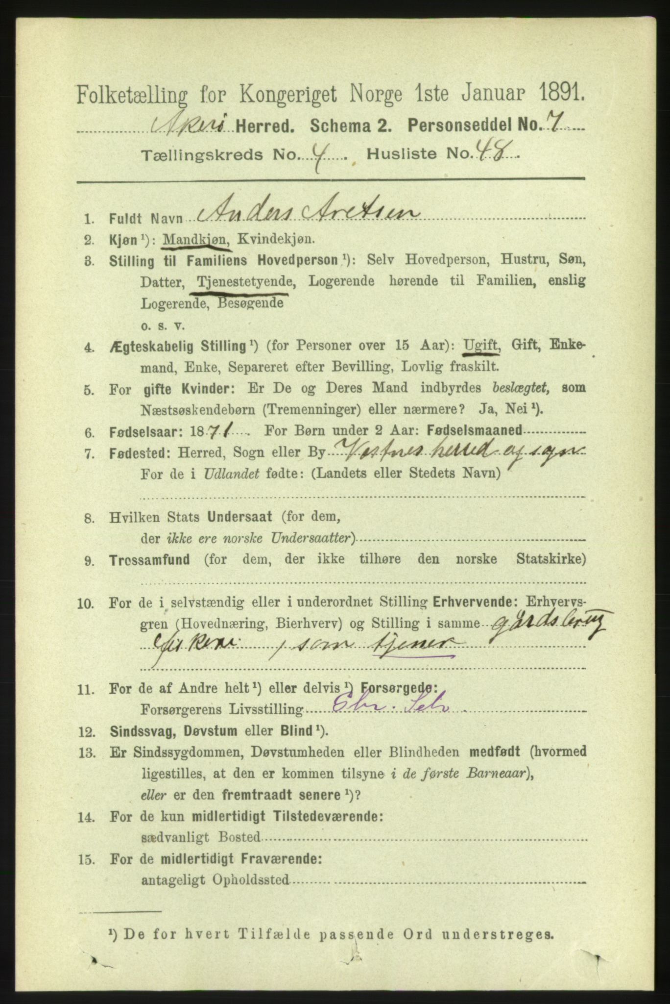 RA, 1891 census for 1545 Aukra, 1891, p. 1930