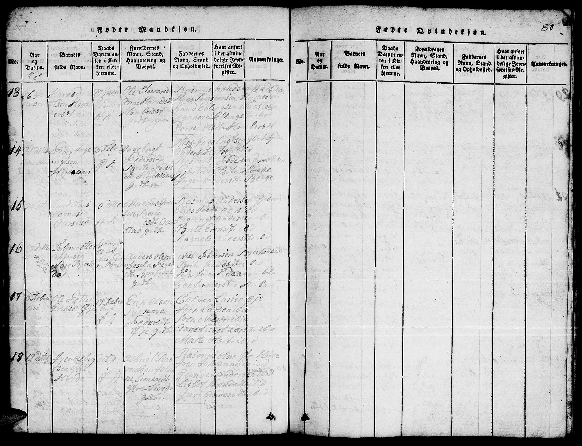 Ministerialprotokoller, klokkerbøker og fødselsregistre - Møre og Romsdal, AV/SAT-A-1454/511/L0155: Parish register (copy) no. 511C01, 1817-1829, p. 80