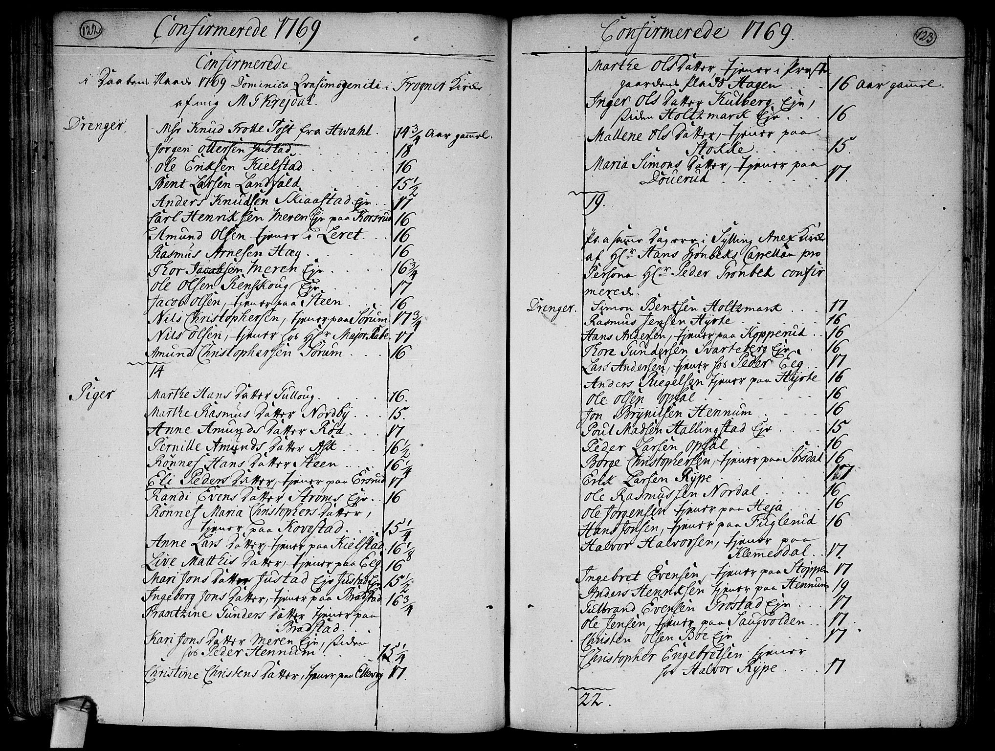 Lier kirkebøker, SAKO/A-230/F/Fa/L0005: Parish register (official) no. I 5, 1764-1777, p. 122-123