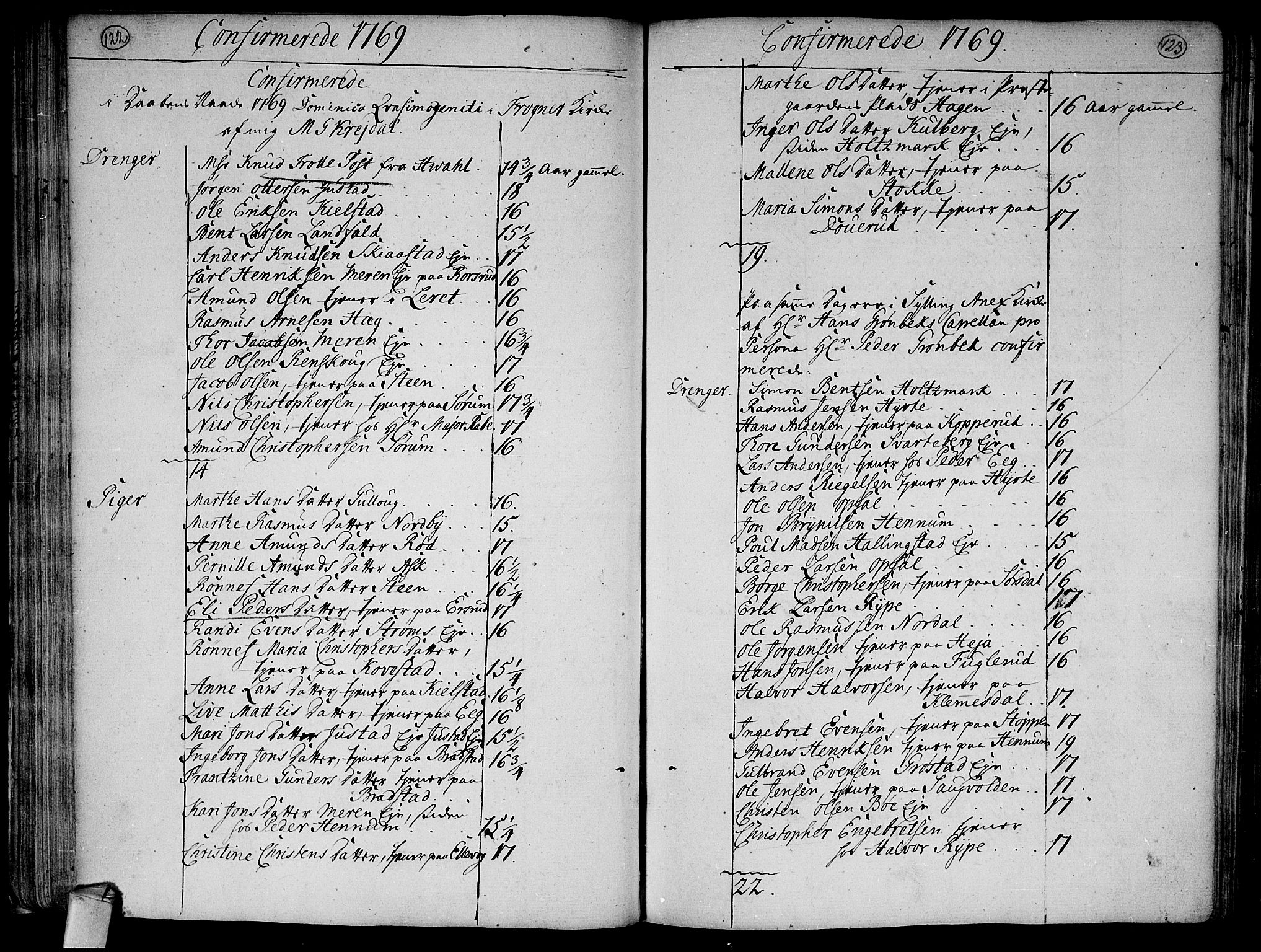 Lier kirkebøker, AV/SAKO-A-230/F/Fa/L0005: Parish register (official) no. I 5, 1764-1777, p. 122-123