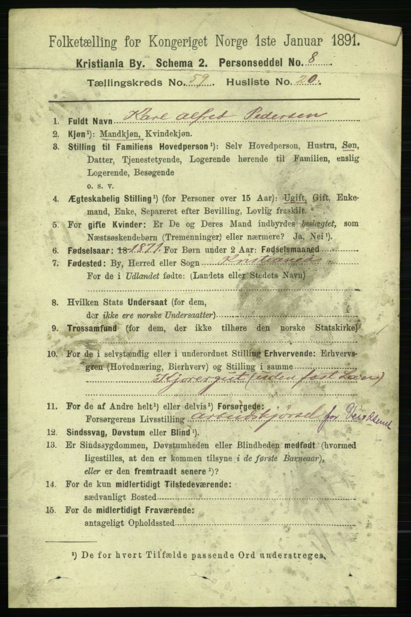 RA, 1891 census for 0301 Kristiania, 1891, p. 31688