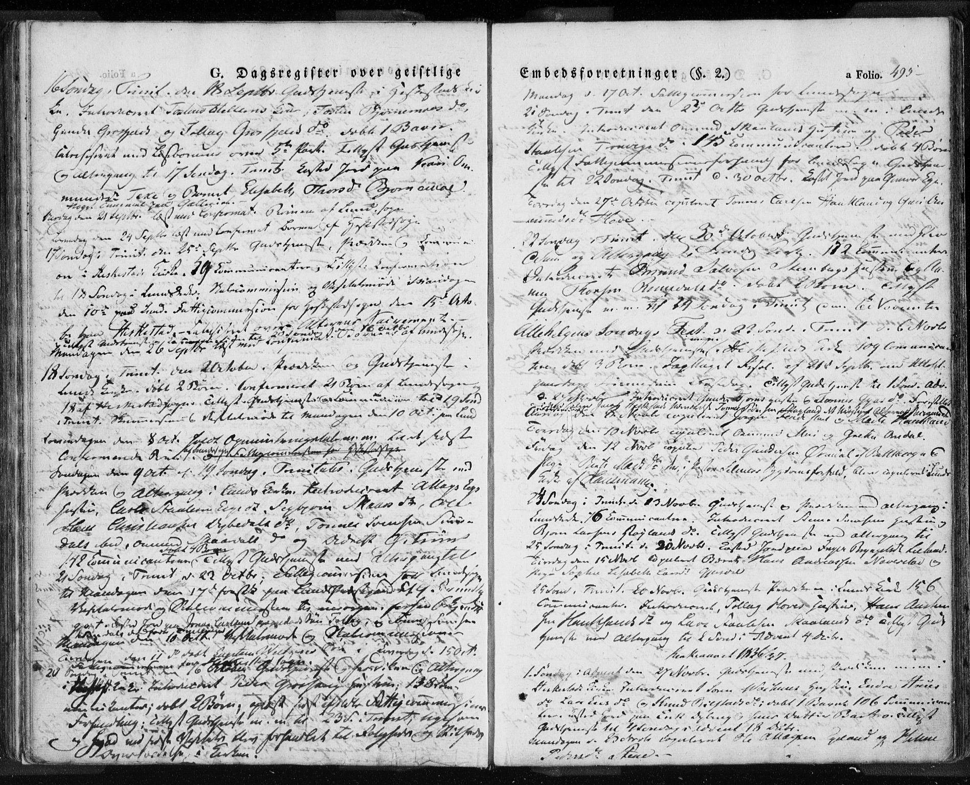 Lund sokneprestkontor, SAST/A-101809/S06/L0008: Parish register (official) no. A 7.2, 1833-1854, p. 495