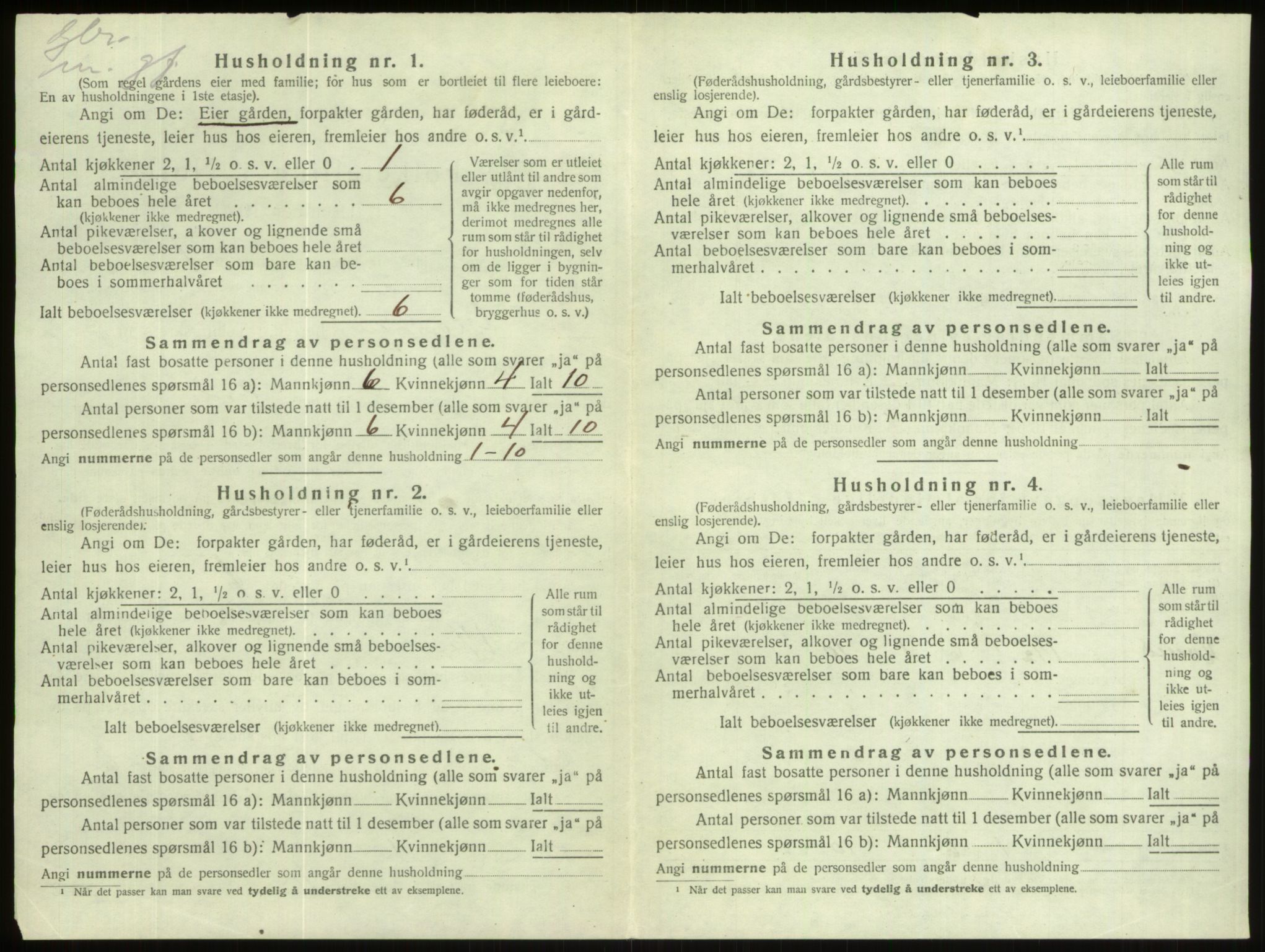 SAB, 1920 census for Gloppen, 1920, p. 1040