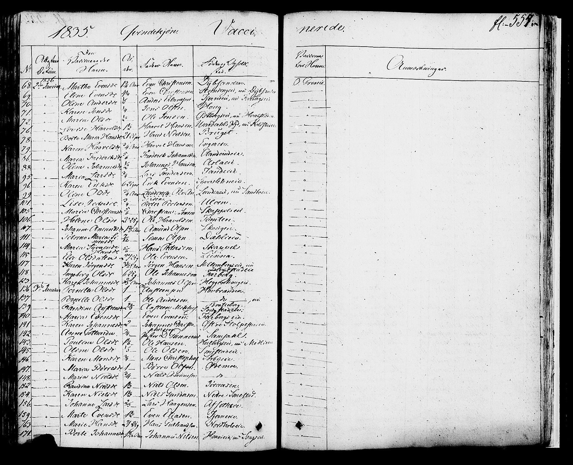 Ringsaker prestekontor, SAH/PREST-014/K/Ka/L0007: Parish register (official) no. 7B, 1826-1837, p. 557