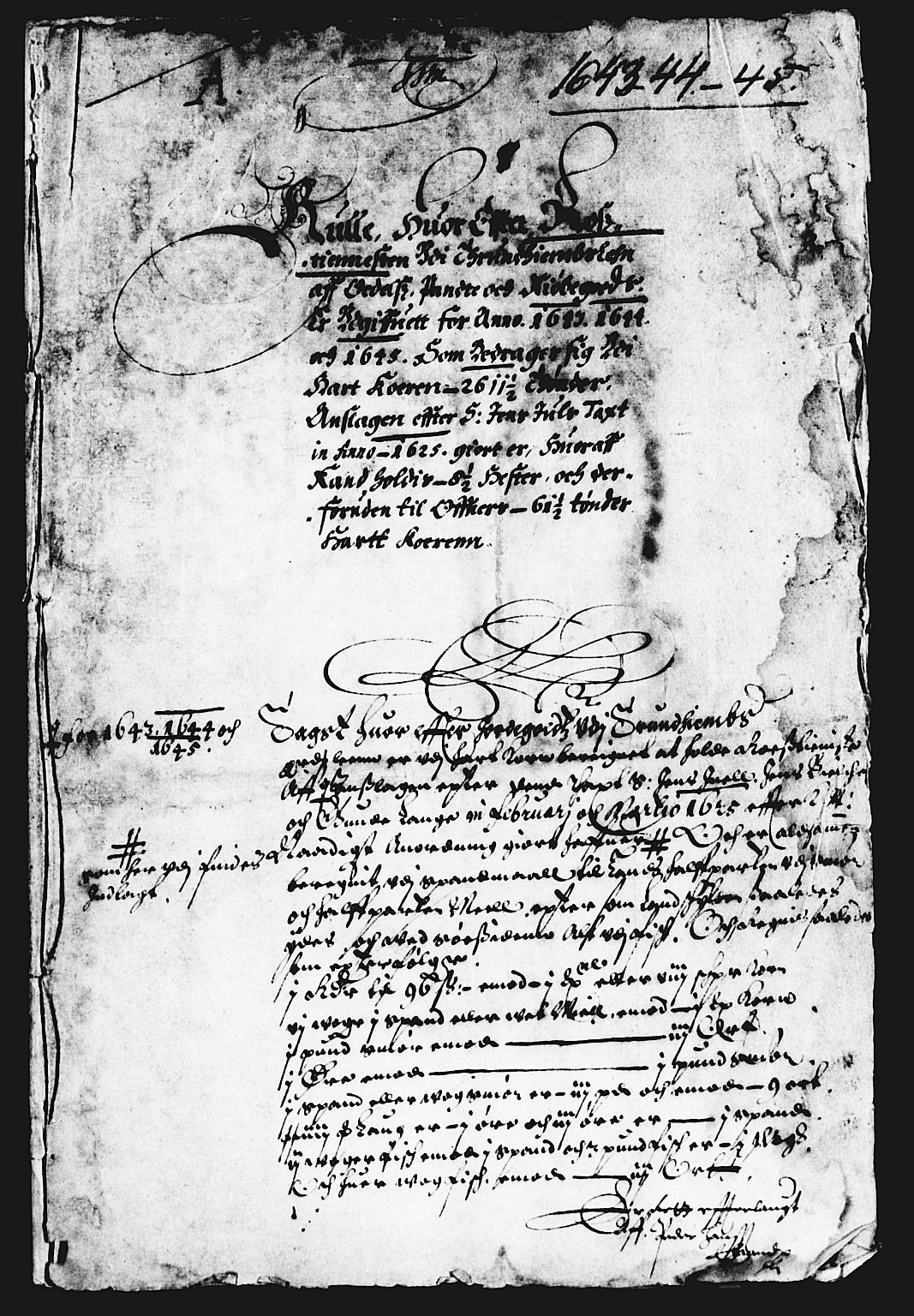 Rentekammeret inntil 1814, Reviderte regnskaper, Lensregnskaper, AV/RA-EA-5023/R/Rb/Rbw/L0085: Trondheim len, 1644-1646
