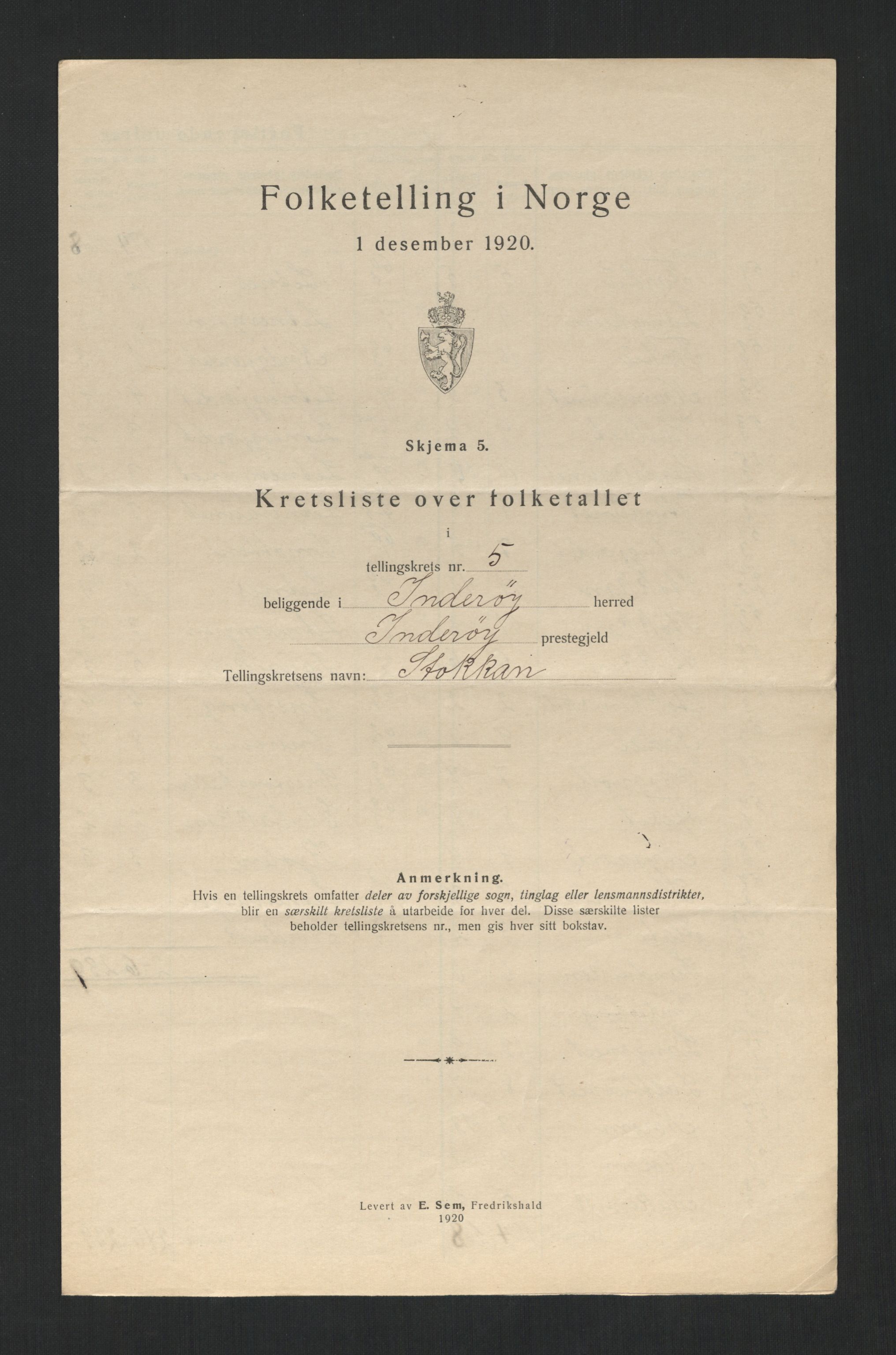 SAT, 1920 census for Inderøy, 1920, p. 19