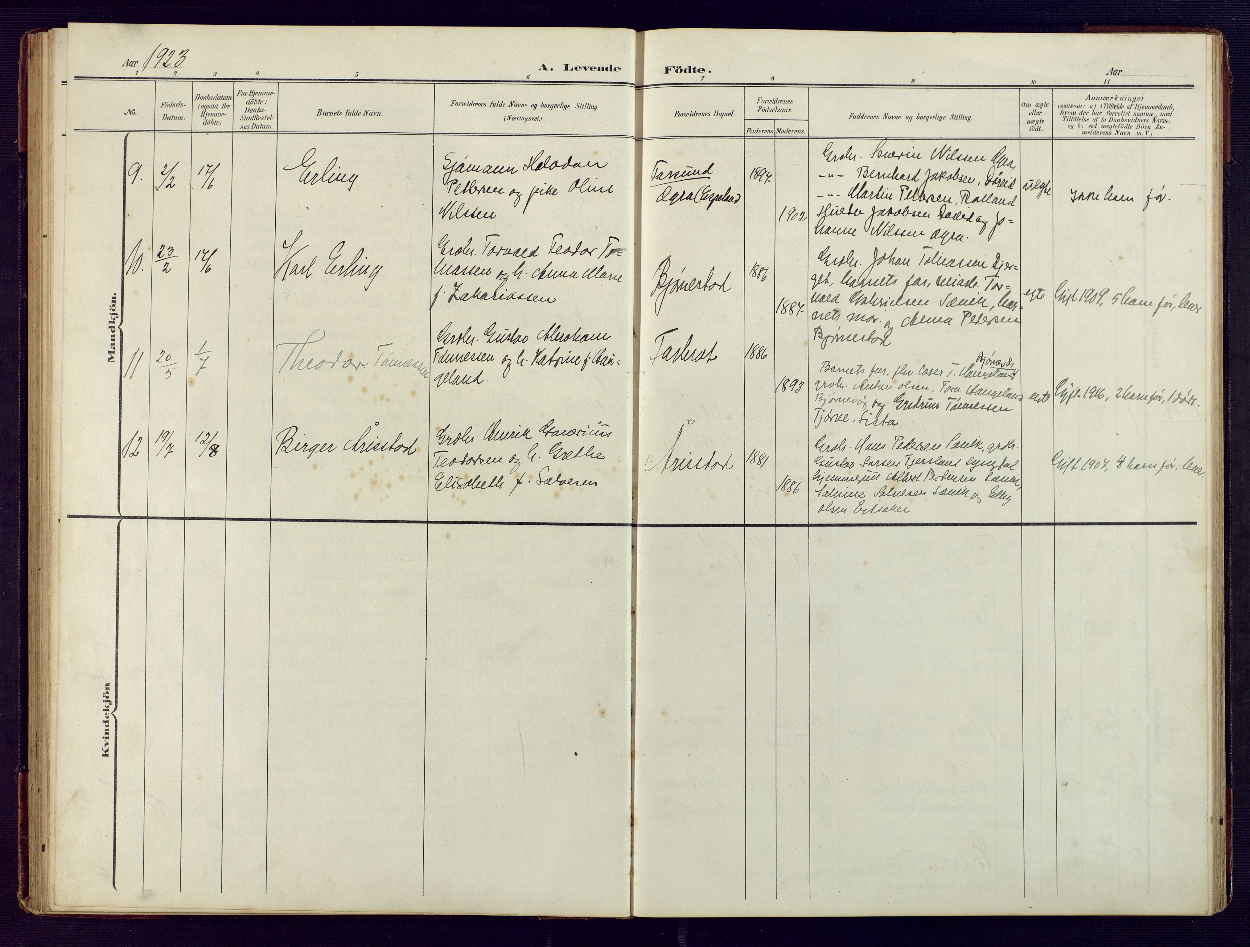 Herad sokneprestkontor, SAK/1111-0018/F/Fb/Fbb/L0005: Parish register (copy) no. B 5, 1908-1949