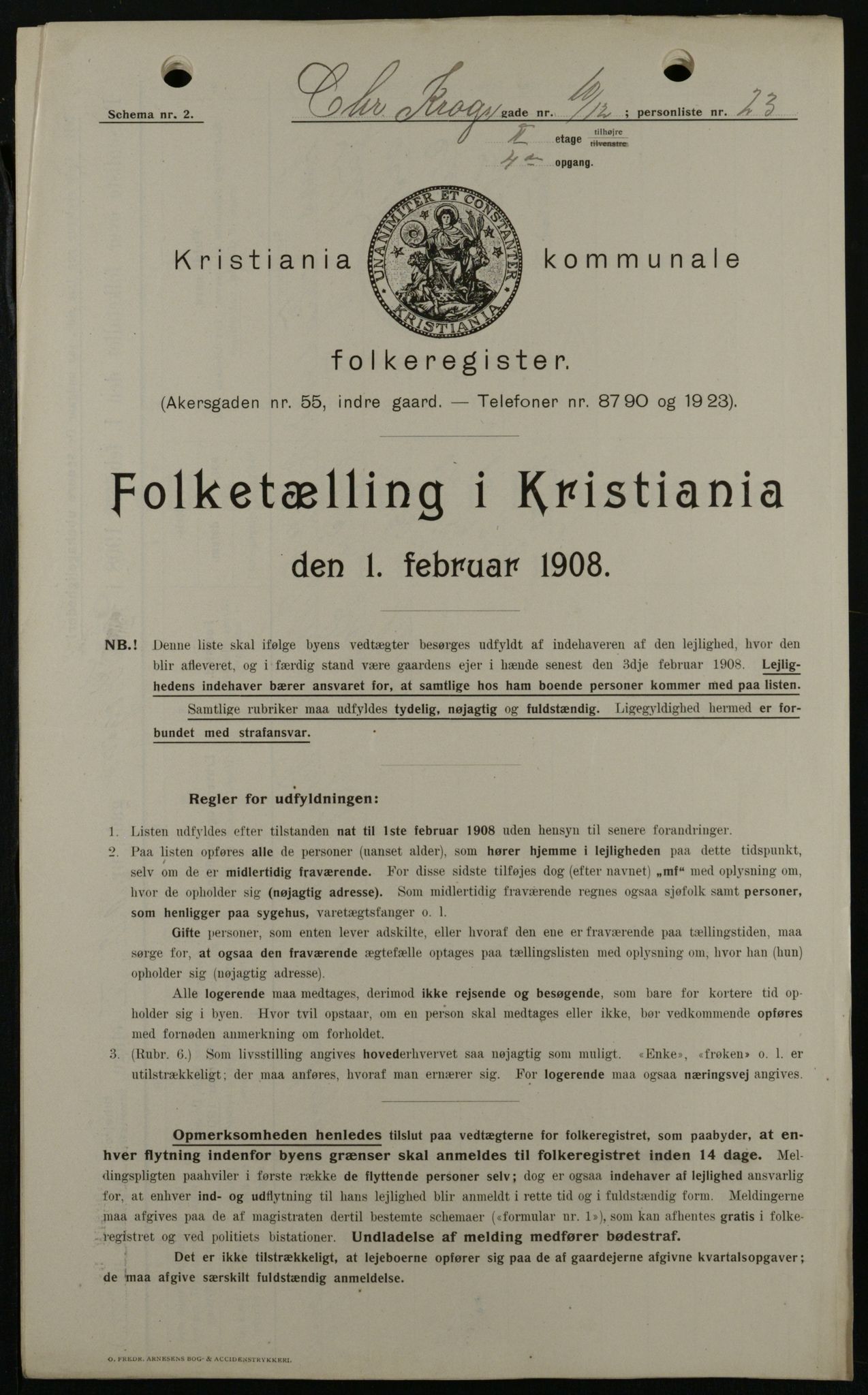 OBA, Municipal Census 1908 for Kristiania, 1908, p. 11067