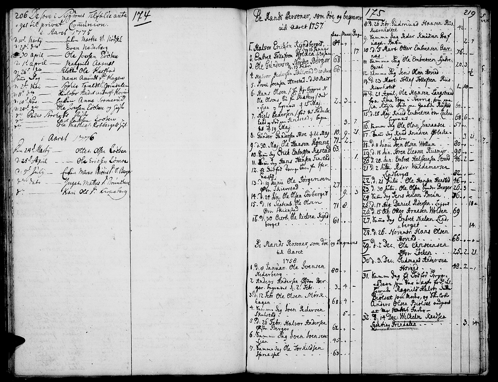Elverum prestekontor, SAH/PREST-044/H/Ha/Haa/L0003: Parish register (official) no. 3, 1757-1776, p. 174-175