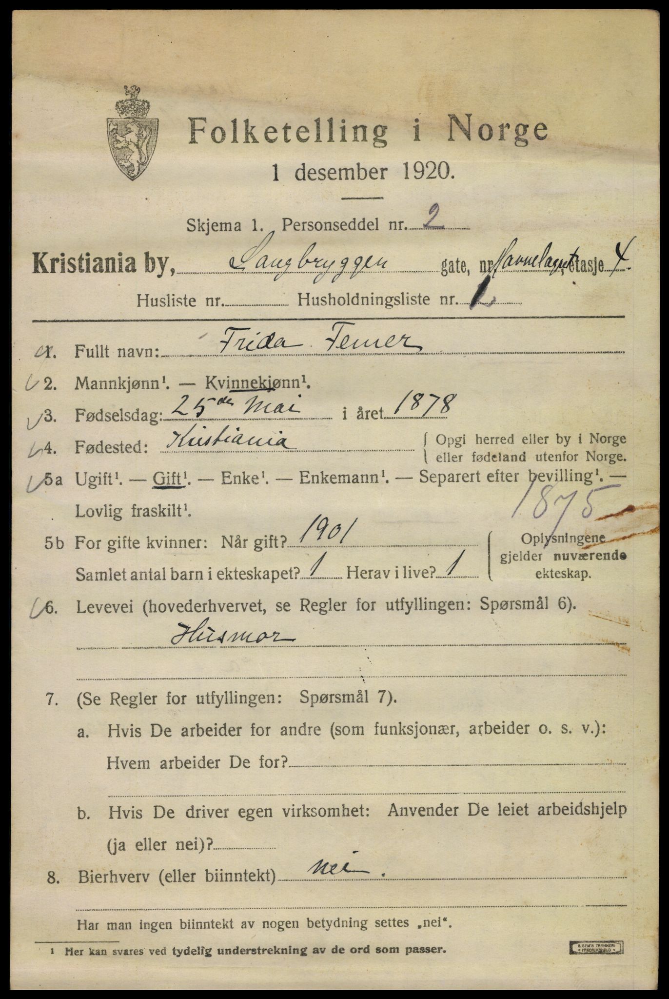 SAO, 1920 census for Kristiania, 1920, p. 358237